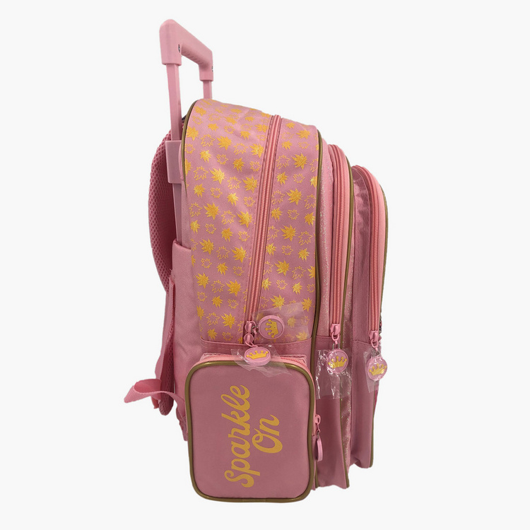 Disney Princess Print Trolley Backpack with Zip Closure - 18 inches