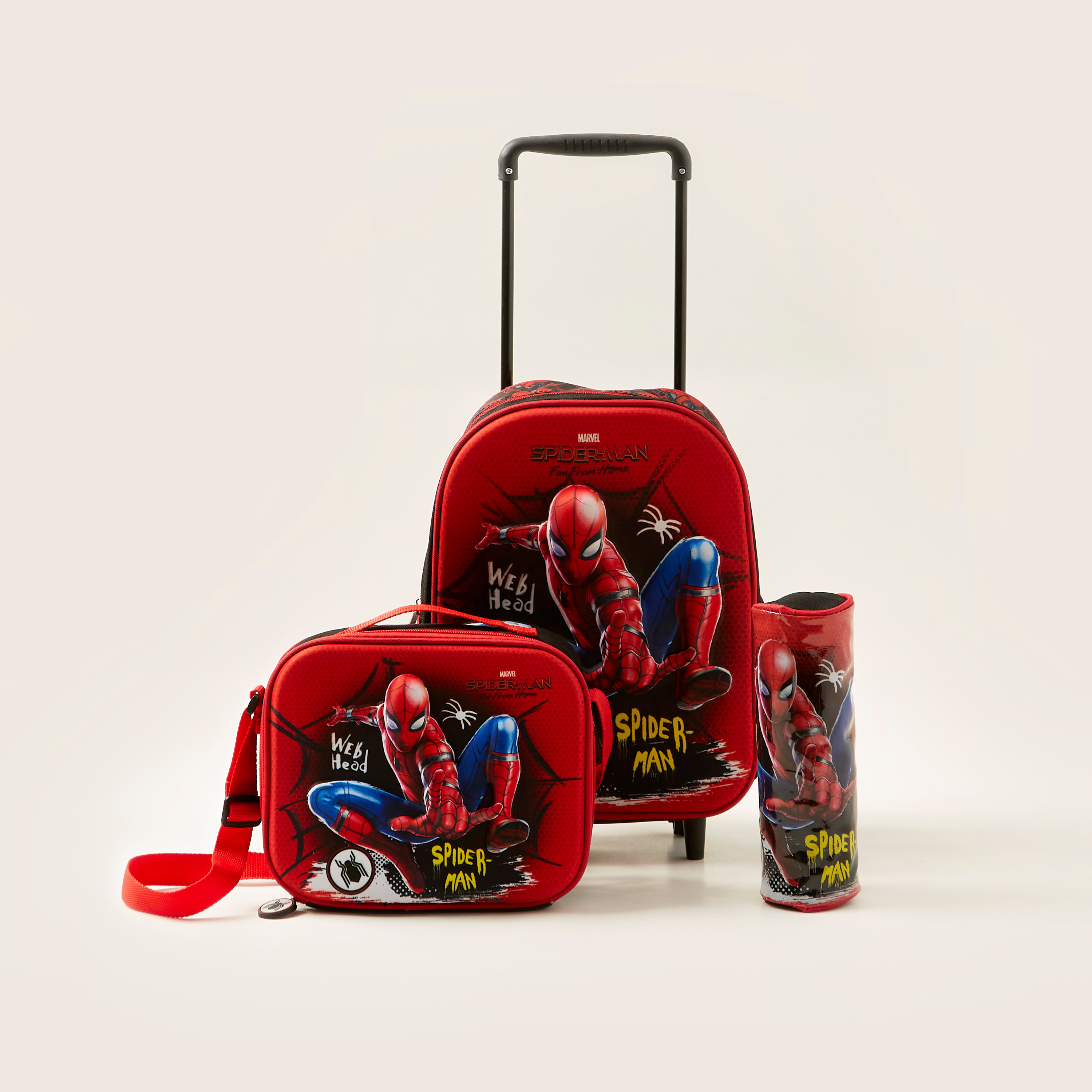 طقم شنطة ظهر بعجلات 3 قطع بطبعات سوبر مان - 12 بوصة-school-bagsandbackpacks-trolleybags-image-1