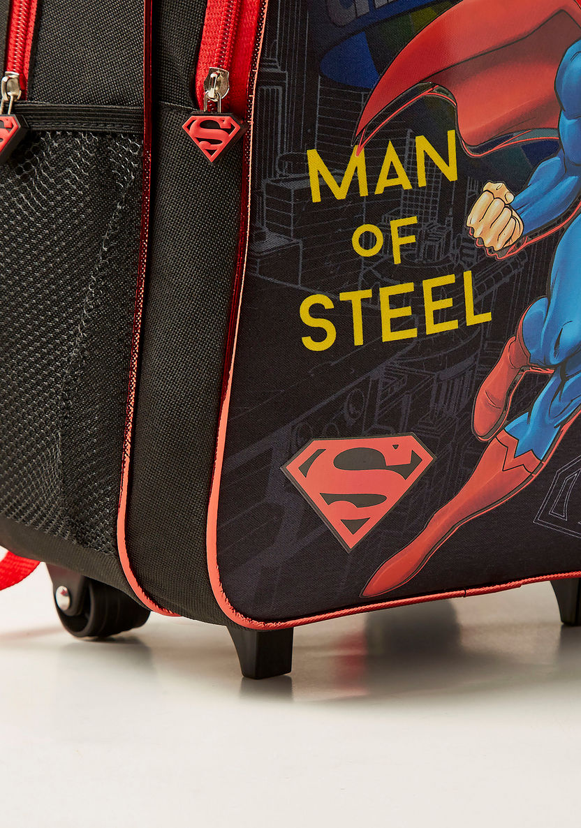 Superman Print 5-Piece Trolley Backpack Set -14 Inches-School Sets-image-3