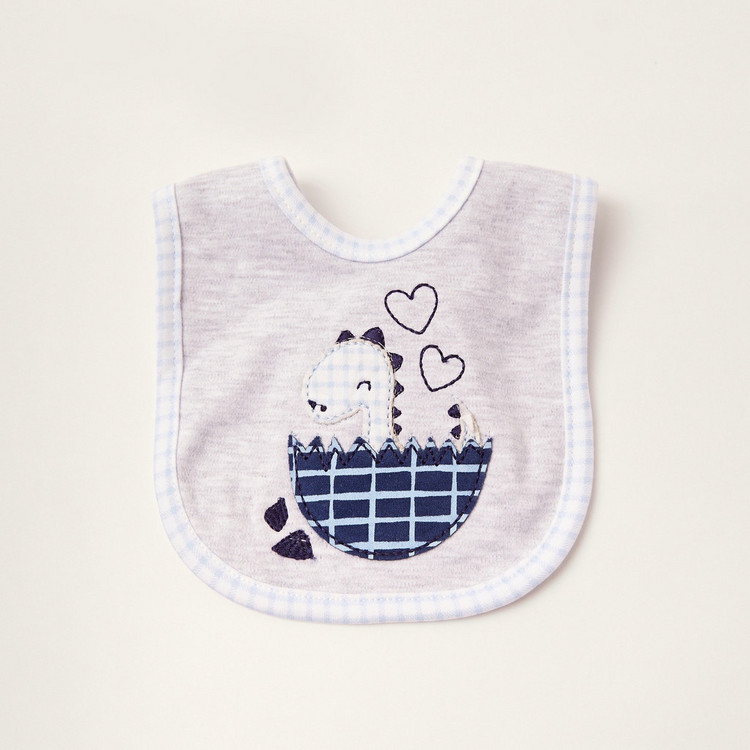 Juniors Dino Embroidered Bib with Snap Button Closure