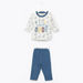 Juniors Printed Long Sleeves T-shirt and Textured Pyjama Set-Pyjama Sets-thumbnail-0