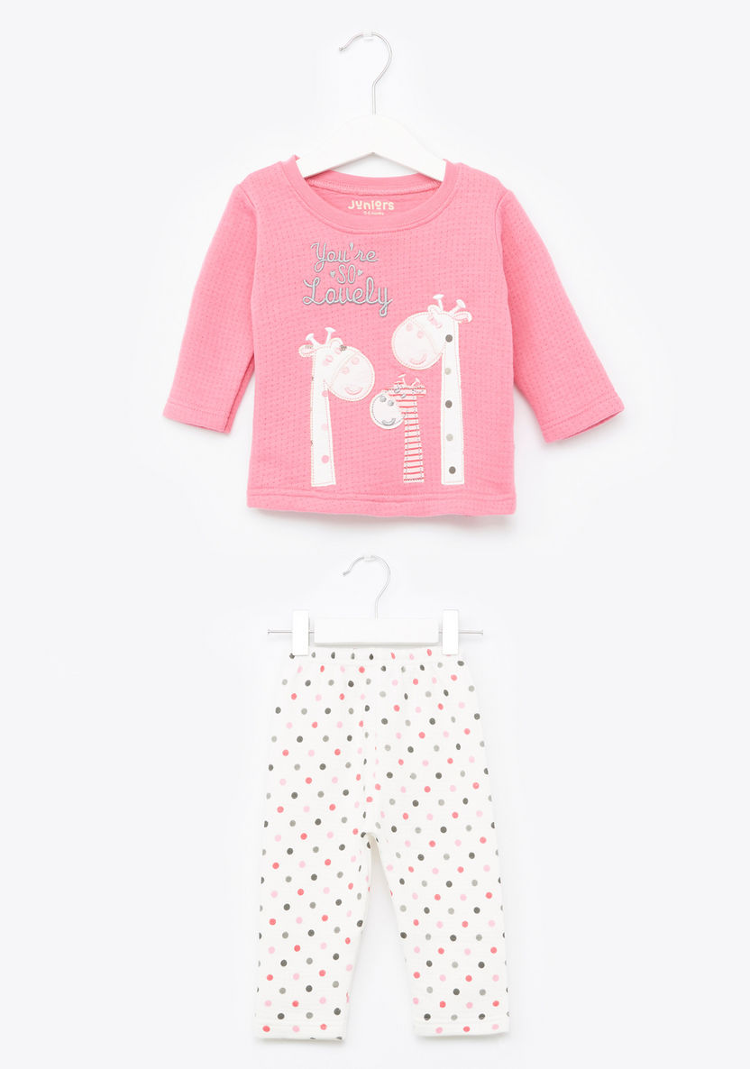 Juniors Textured Sweater and Pyjama Set-Pyjama Sets-image-0
