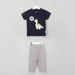 Juniors Dinosaur Patch Detail T-shirt and Striped Pyjama Set-Pyjama Sets-thumbnail-0