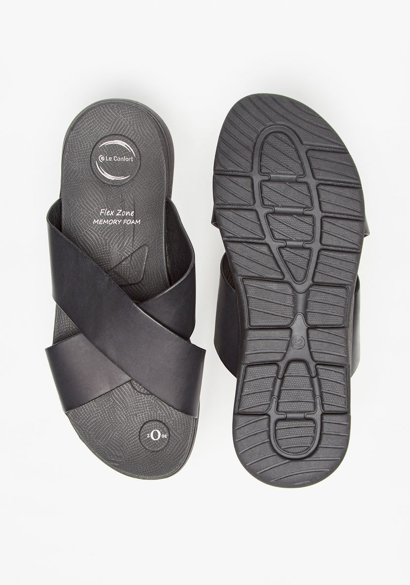 Le Confort Solid Cross Strap Slip-On Sandals-Men%27s Sandals-image-4