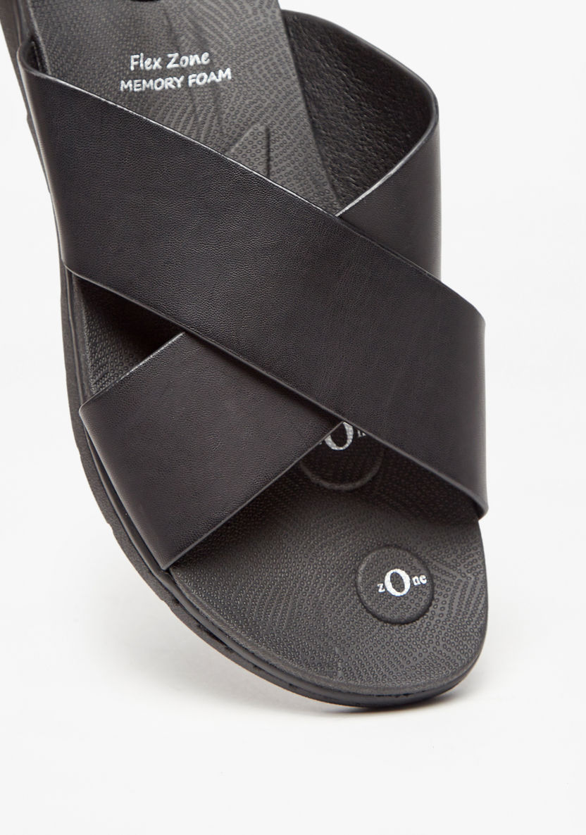 Le Confort Solid Cross Strap Slip-On Sandals-Men%27s Sandals-image-5