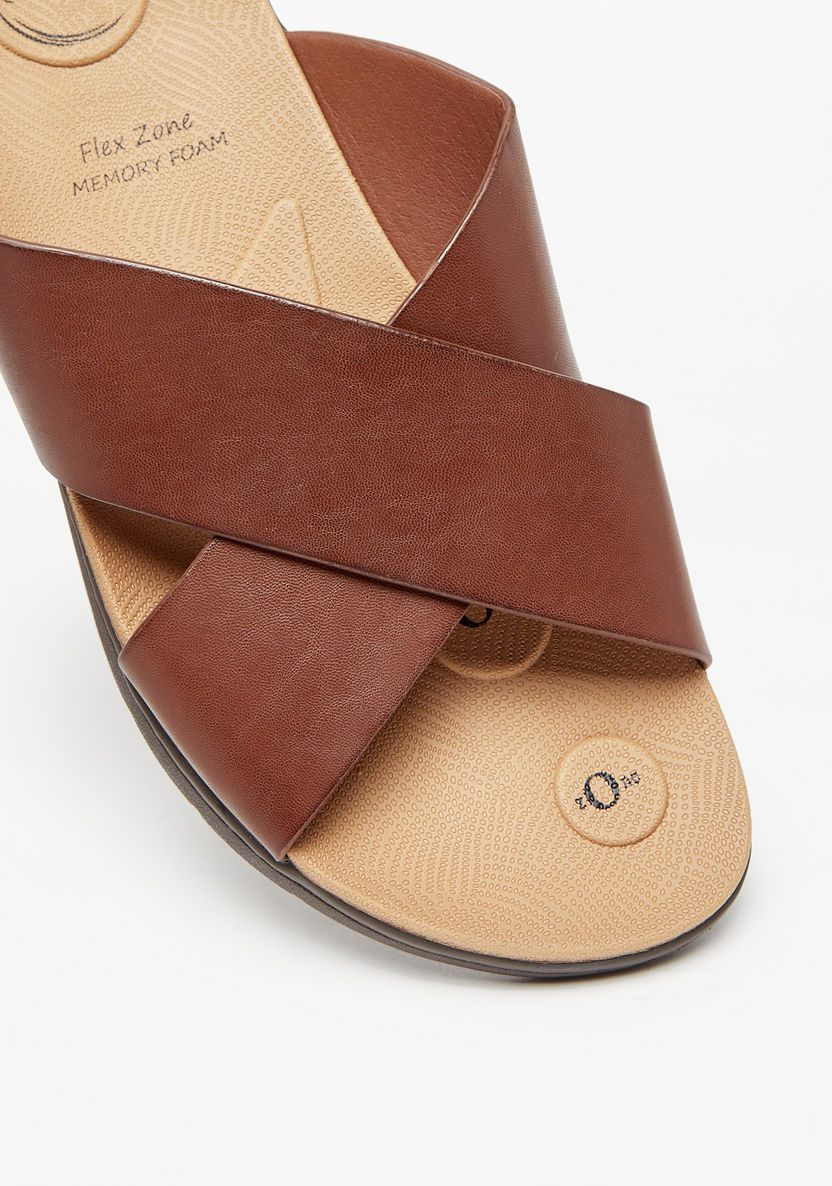 Le Confort Solid Cross Strap Slip-On Sandals-Men%27s Sandals-image-5