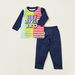 Juniors Printed Round Neck T-shirt and Pyjamas-Pyjama Sets-thumbnail-0