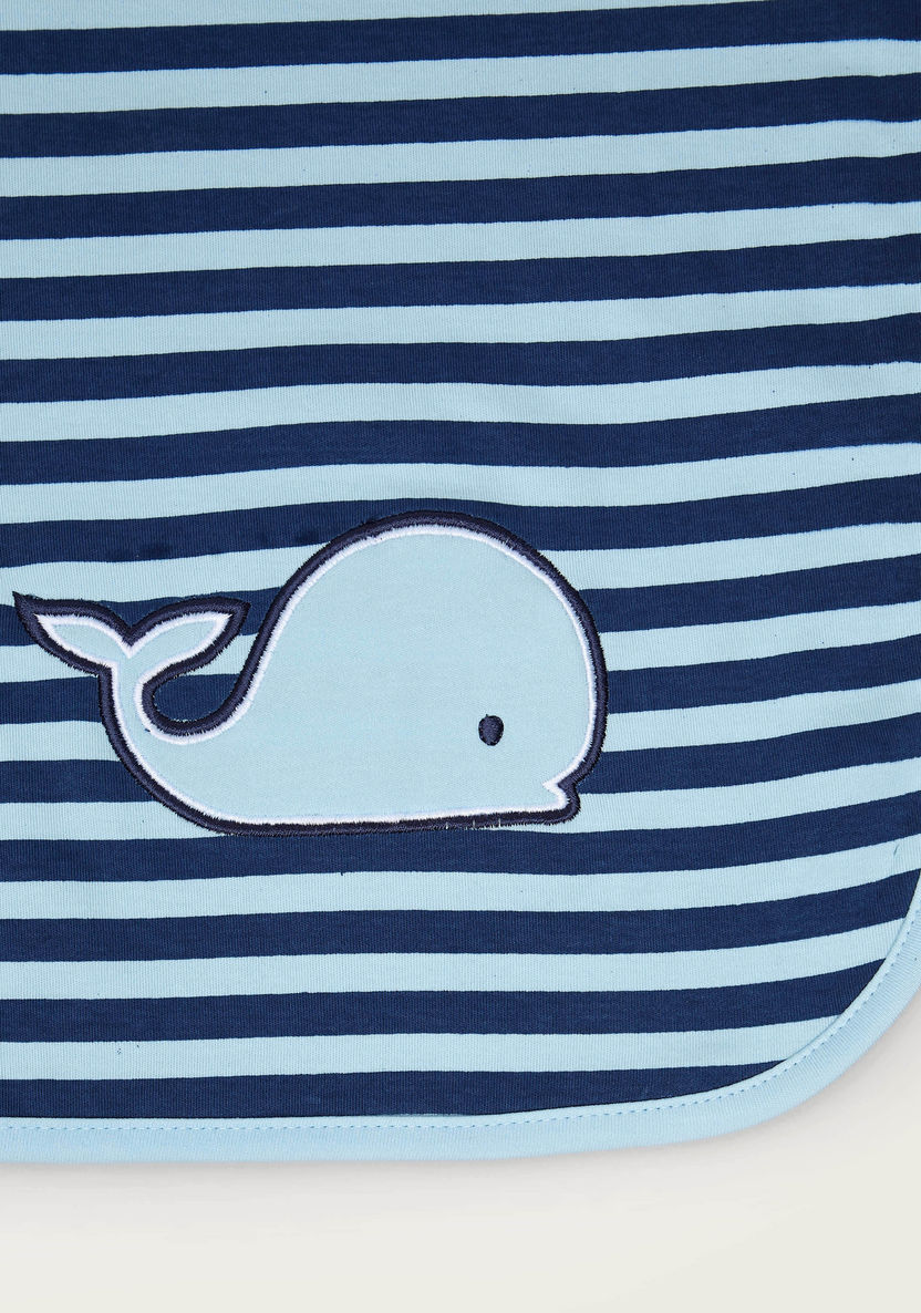 Juniors Striped Receiving Blanket with Whale Embroidery - 80x80 cms-Receiving Blankets-image-1