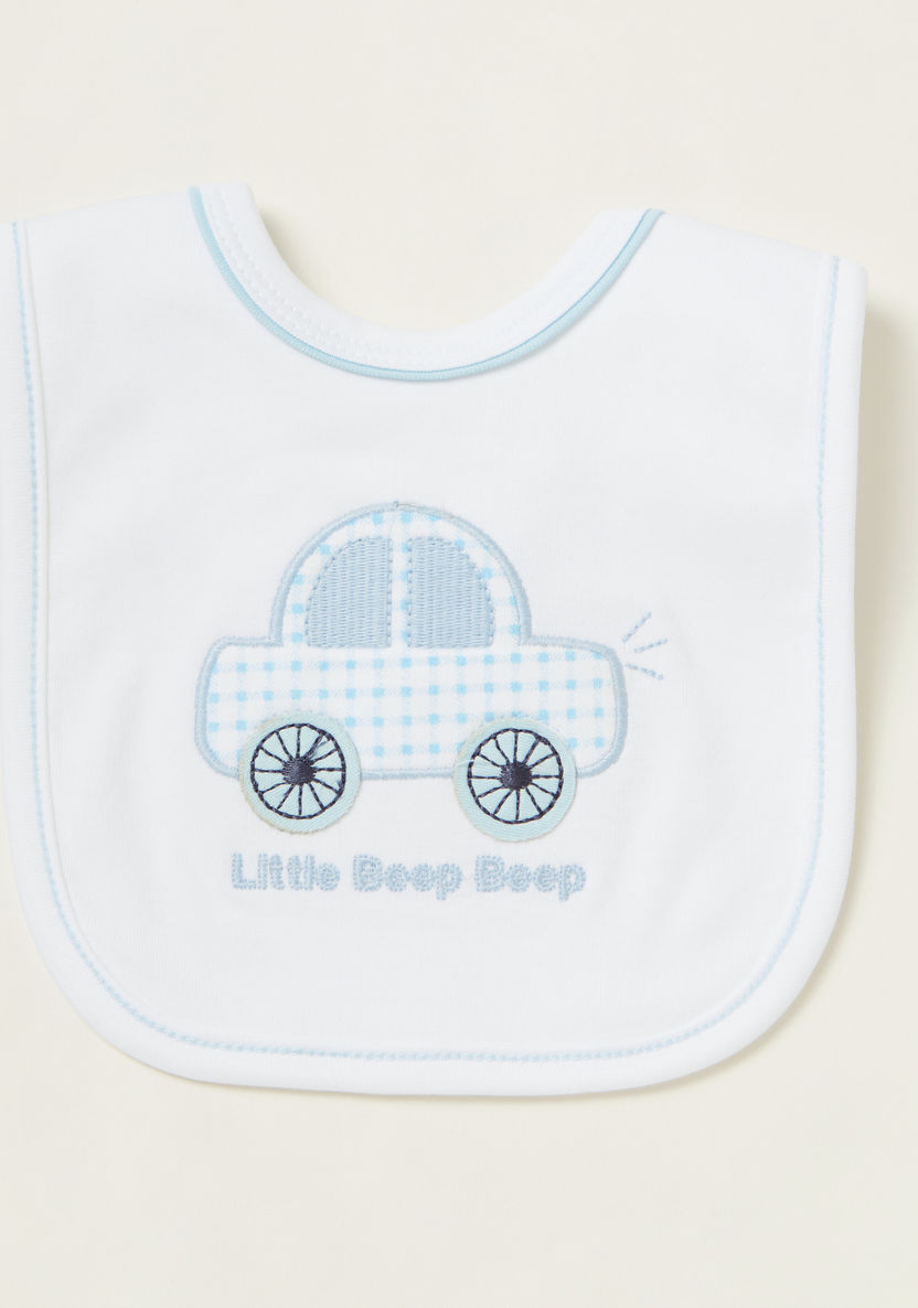 Juniors Car Embroidered Detail Bib with Press Button Closure-Accessories-image-0