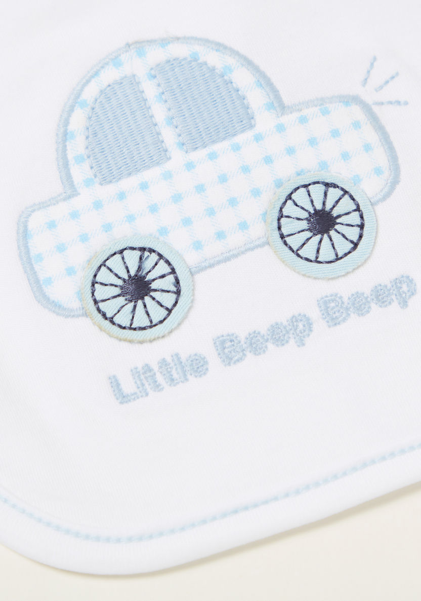 Juniors Car Embroidered Detail Bib with Press Button Closure-Accessories-image-1