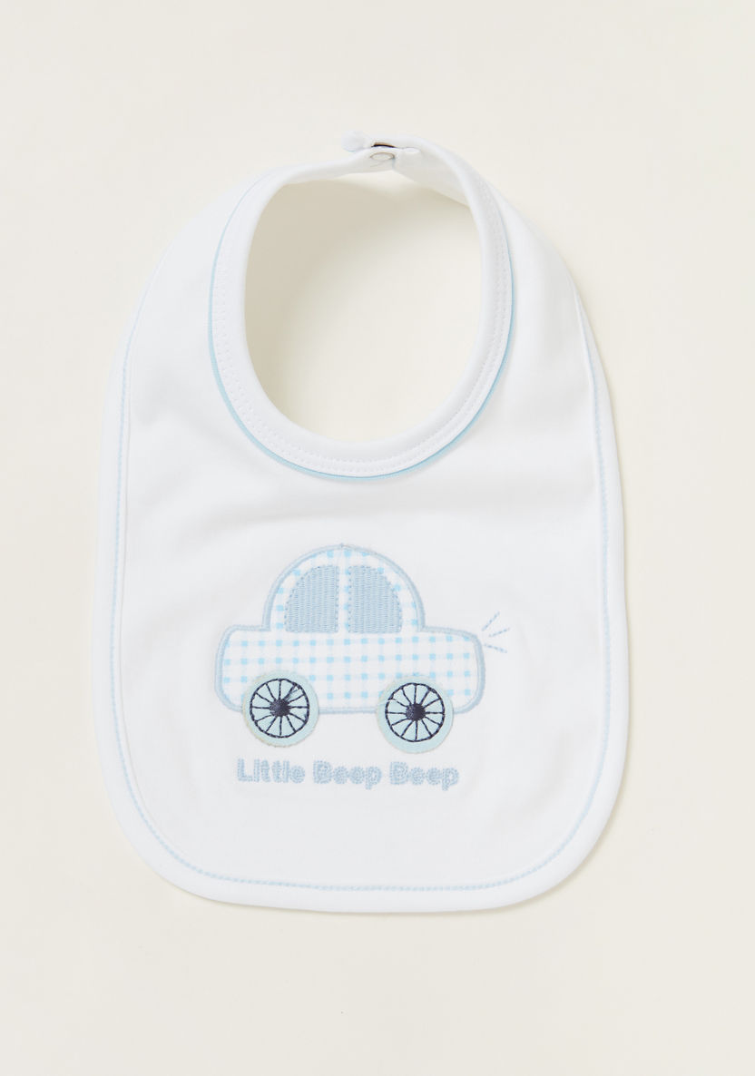 Juniors Car Embroidered Detail Bib with Press Button Closure-Accessories-image-3