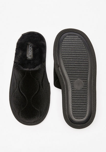 Cozy Textured Slip-On Plush Bedroom Slides-Women%27s Bedroom Slippers-image-4