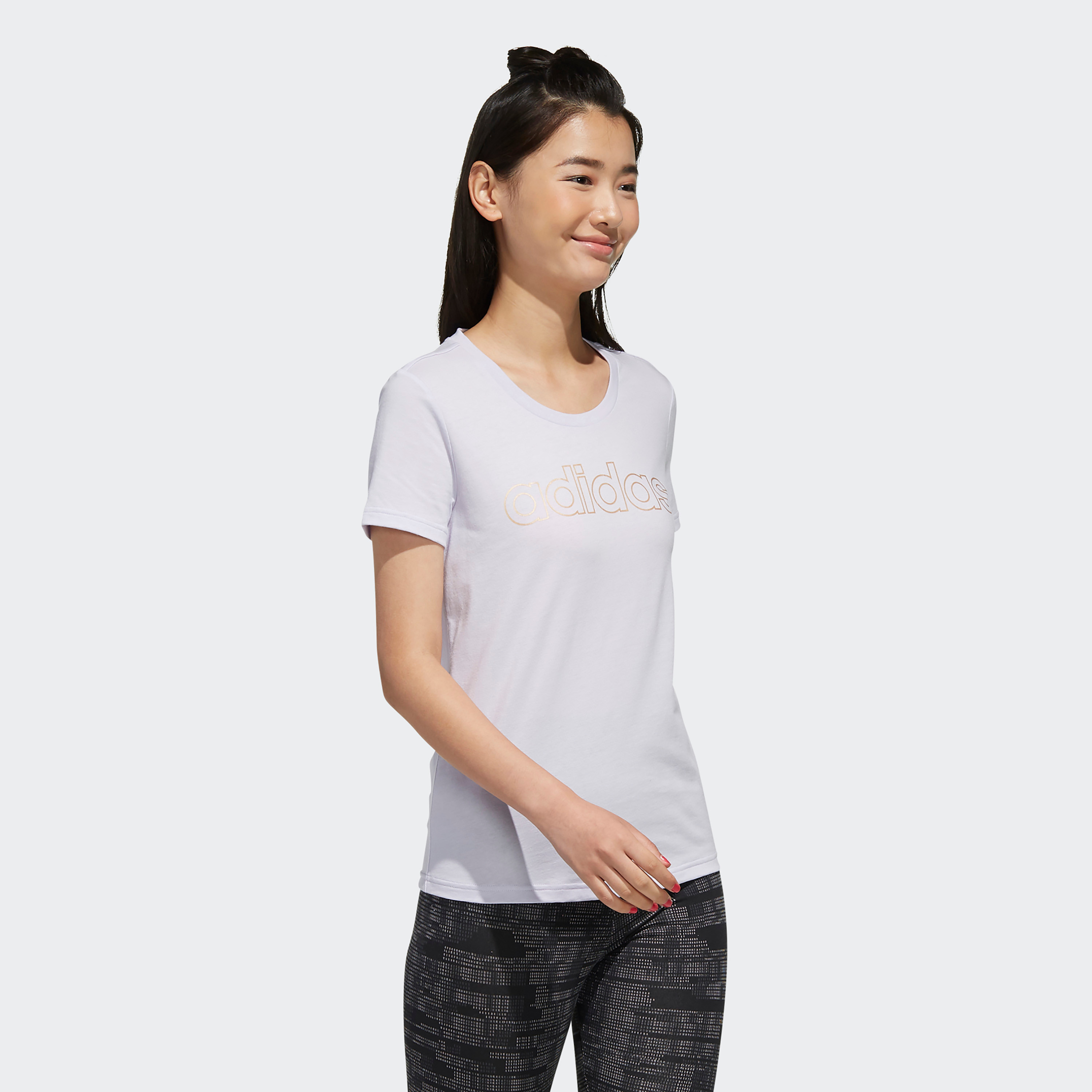 Adidas Printed Round Neck T-shirt with Short Sleeves-women-clothing-sportswearandactivewear-tshirtsandvests-image-1