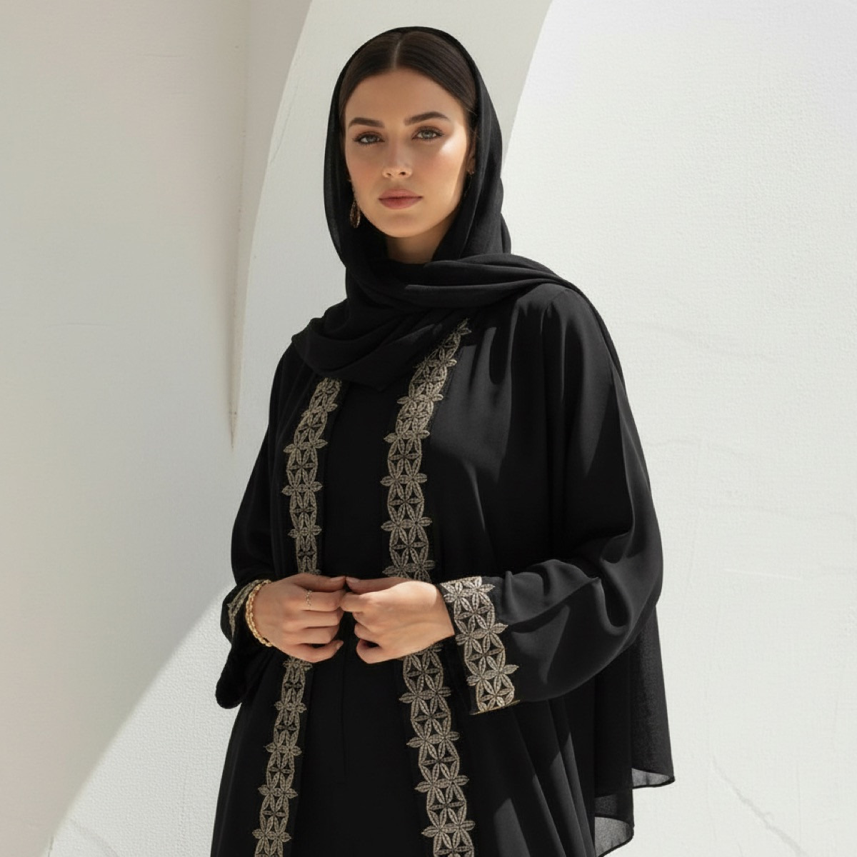 عباية مطرزة بشكل معقد مع حجاب من فاشون لاين-women-arabicclothing-abayas-image-2