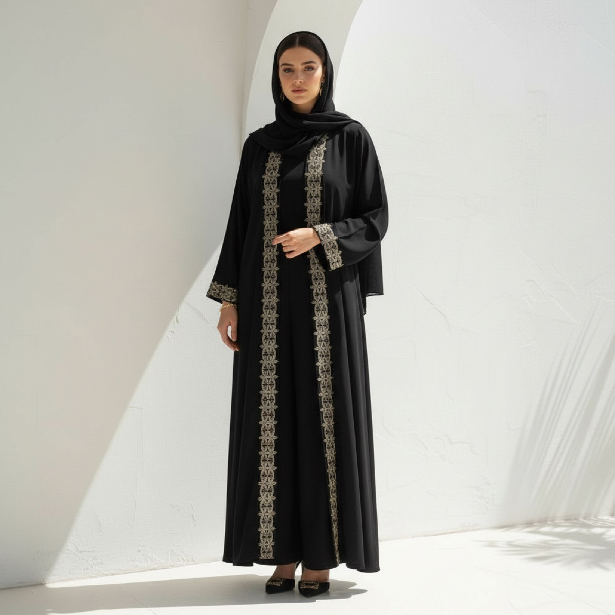 عباية مطرزة بشكل معقد مع حجاب من فاشون لاين-women-arabicclothing-abayas-image-9