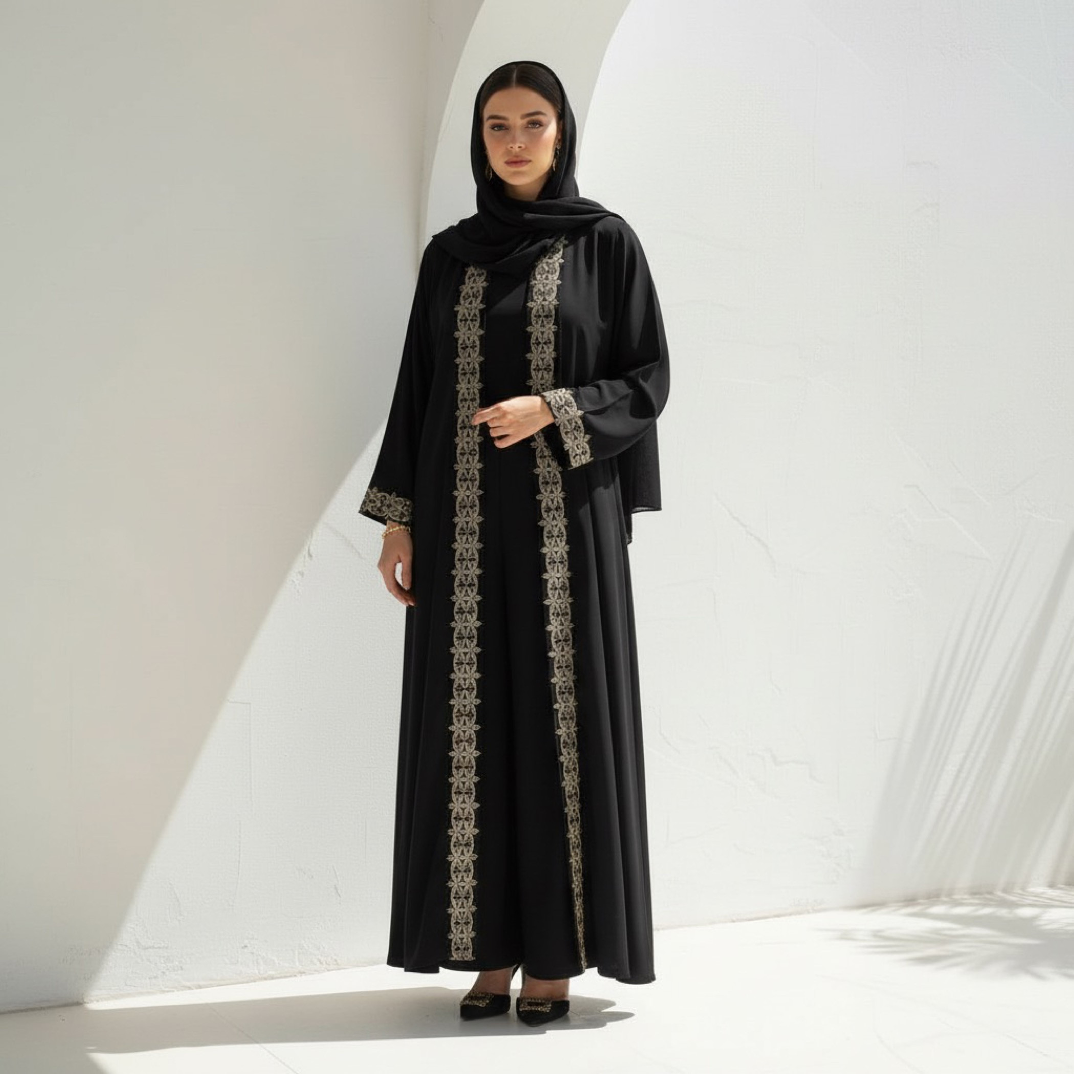 عباية مطرزة بشكل معقد مع حجاب من فاشون لاين-women-arabicclothing-abayas-image-11