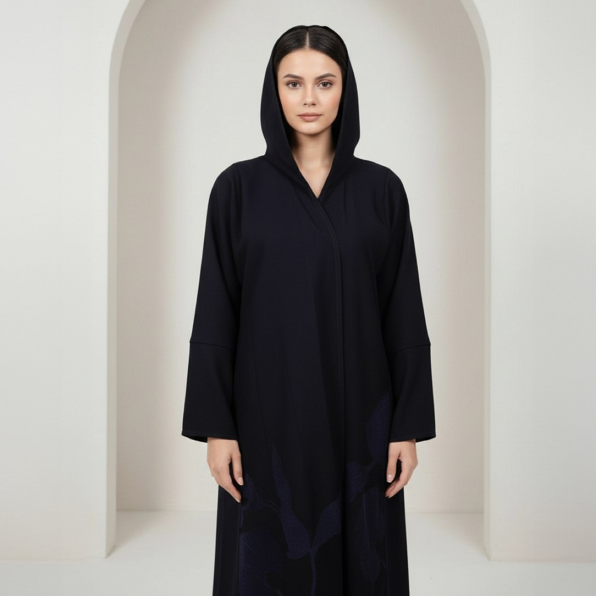 عباية مطرزة بالورود ميدنايت بلوم مع حجاب من فاشون لاين-women-arabicclothing-abayas-image-2