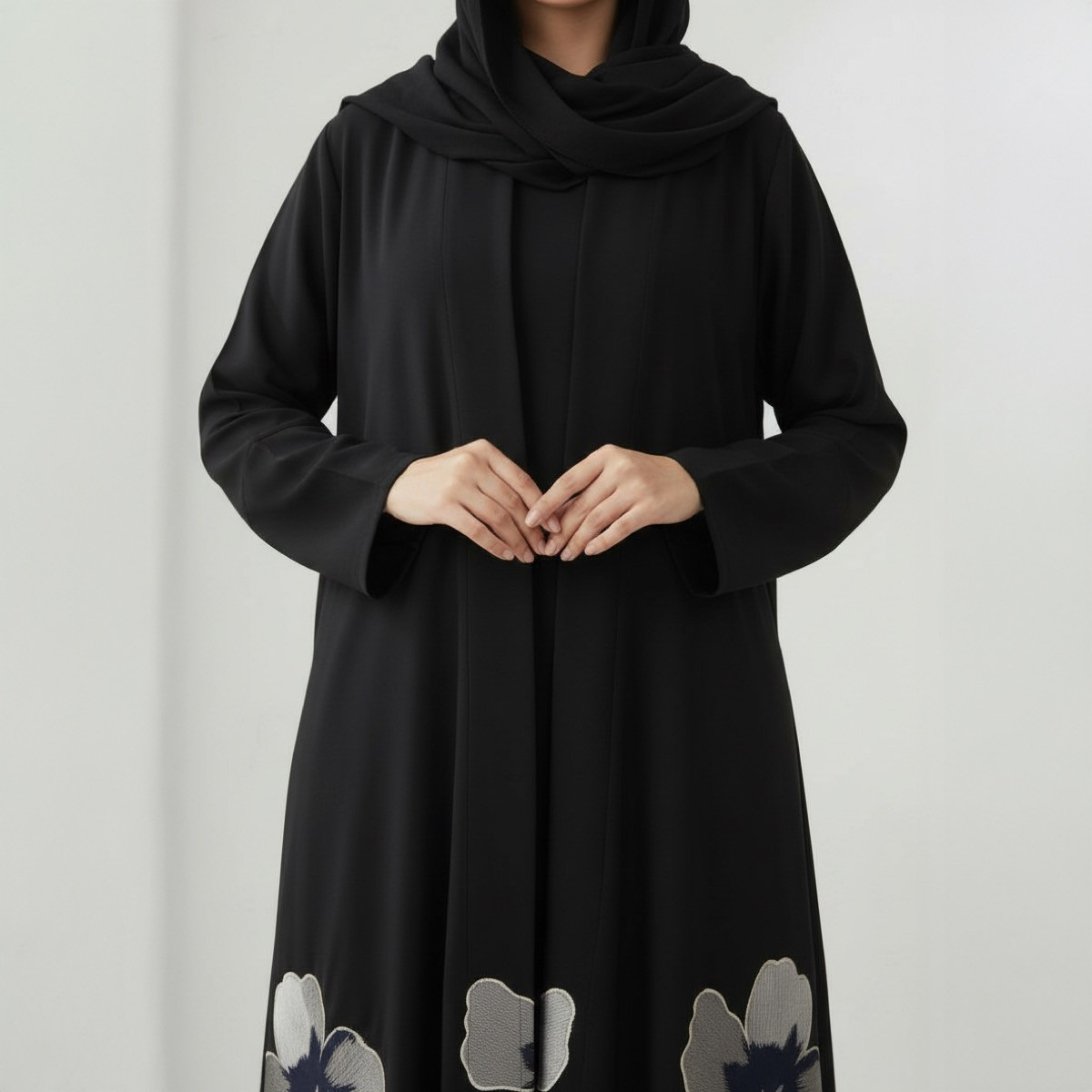 عباية مطرزة بالورود الذهبية بلوسوم إيليجانس مع حجاب من فاشون لاين-women-arabicclothing-abayas-image-3