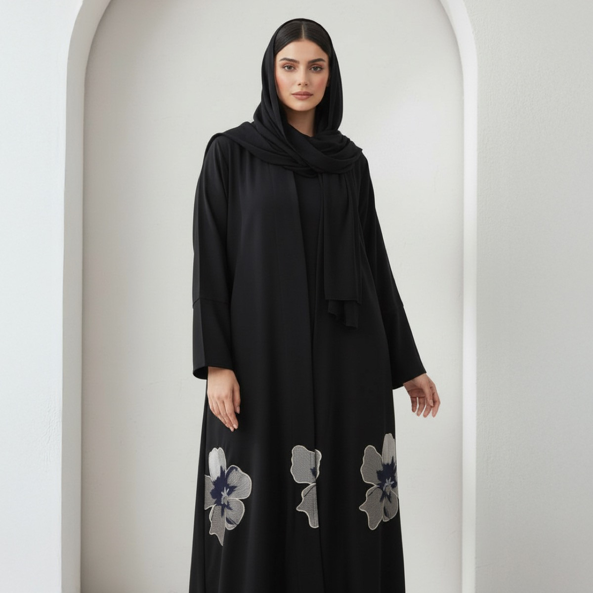 عباية مطرزة بالورود الذهبية بلوسوم إيليجانس مع حجاب من فاشون لاين-women-arabicclothing-abayas-image-5
