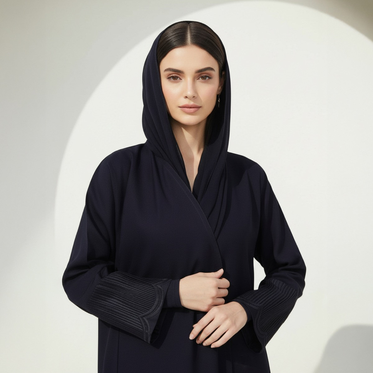 Fashion Line Arabian Allure Embroidered Cuff Abaya with Hijab-women-arabicclothing-abayas-image-5