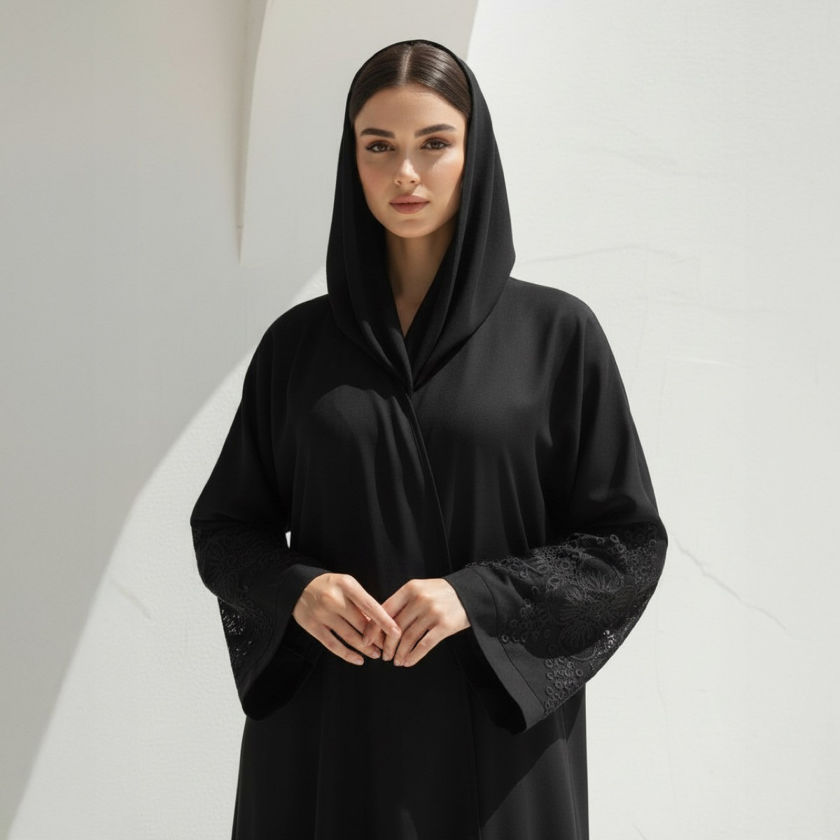 عباية مطرزة بأكمام أرابيان إيليجانس مع حجاب من فاشون لاين-women-arabicclothing-abayas-image-3