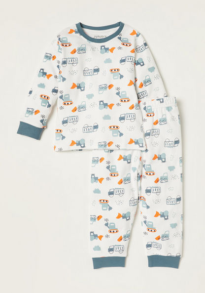 Juniors Printed Long Sleeves T-shirt and Pyjamas - Set of 3