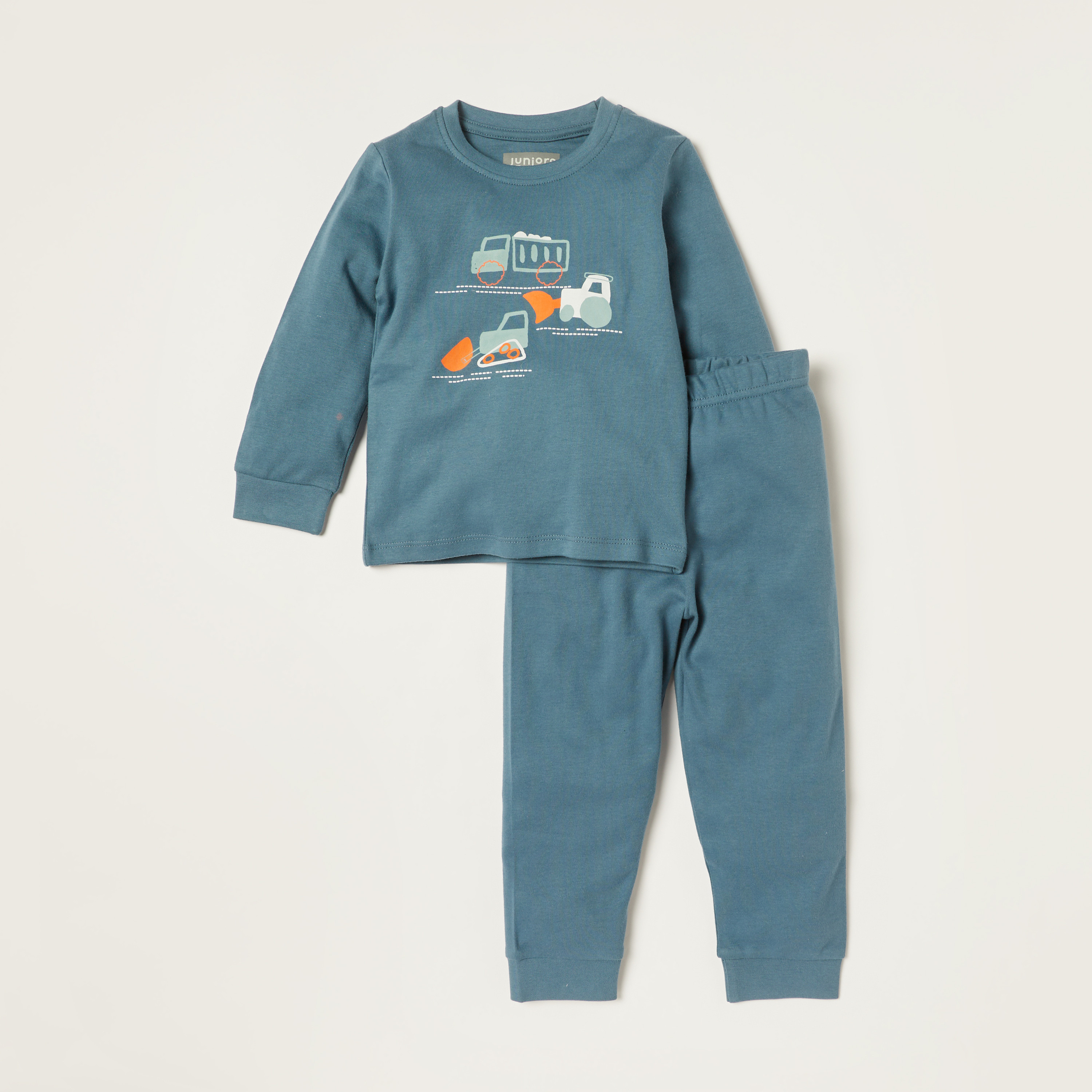 Juniors Printed Long Sleeves T-shirt and Pyjamas - Set of 3-baby-boys-clothing-nightwear-pyjamasets-image-3