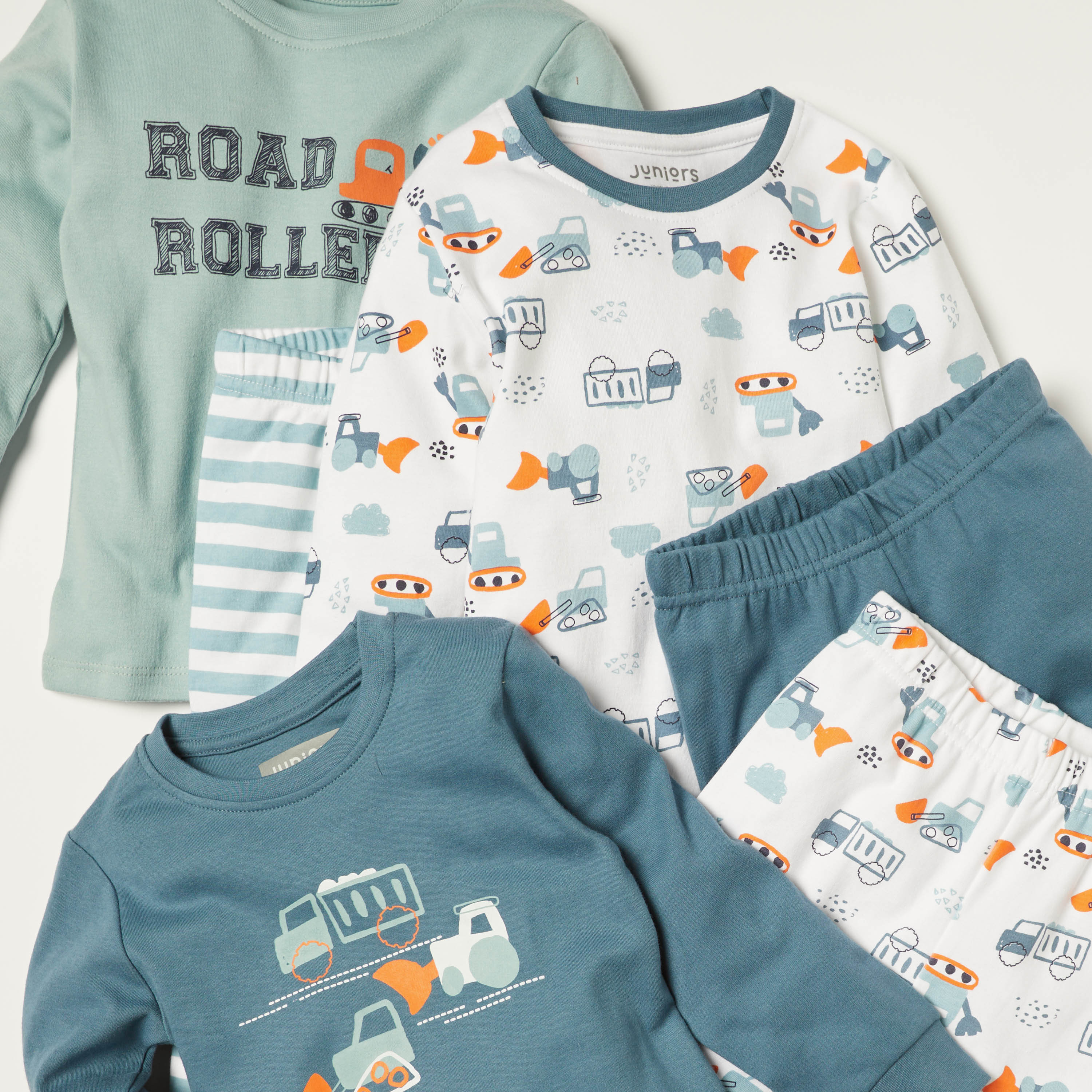 Juniors Printed Long Sleeves T-shirt and Pyjamas - Set of 3-baby-boys-clothing-nightwear-pyjamasets-image-5