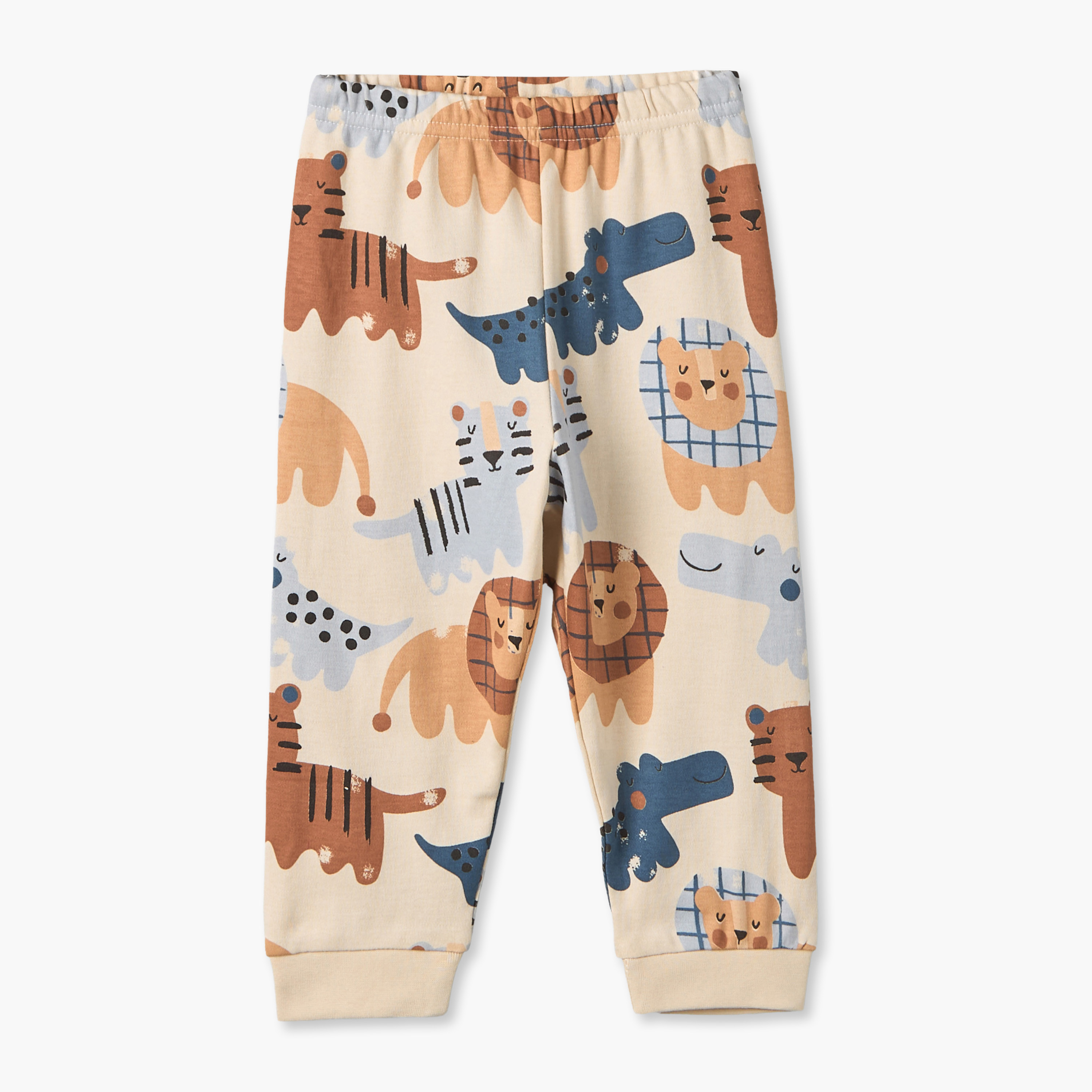 Pack of 3 Juniors Cotton Crew Neck Long Sleeves Pyjama Set with Safari Print-baby-boys-clothing-nightwear-pyjamasets-image-10