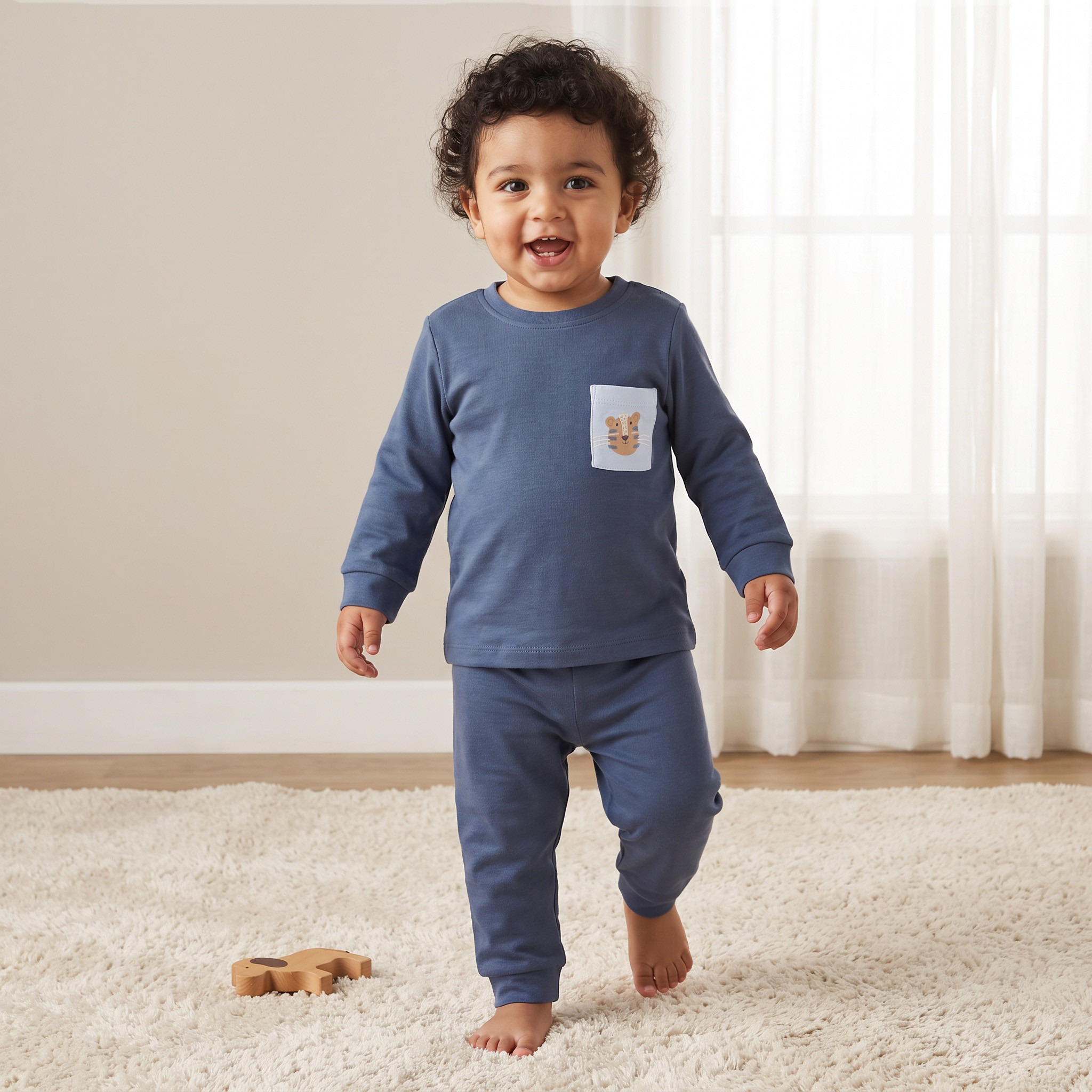 Pack of 3 Juniors Cotton Crew Neck Long Sleeves Pyjama Set with Safari Print-baby-boys-clothing-nightwear-pyjamasets-image-2