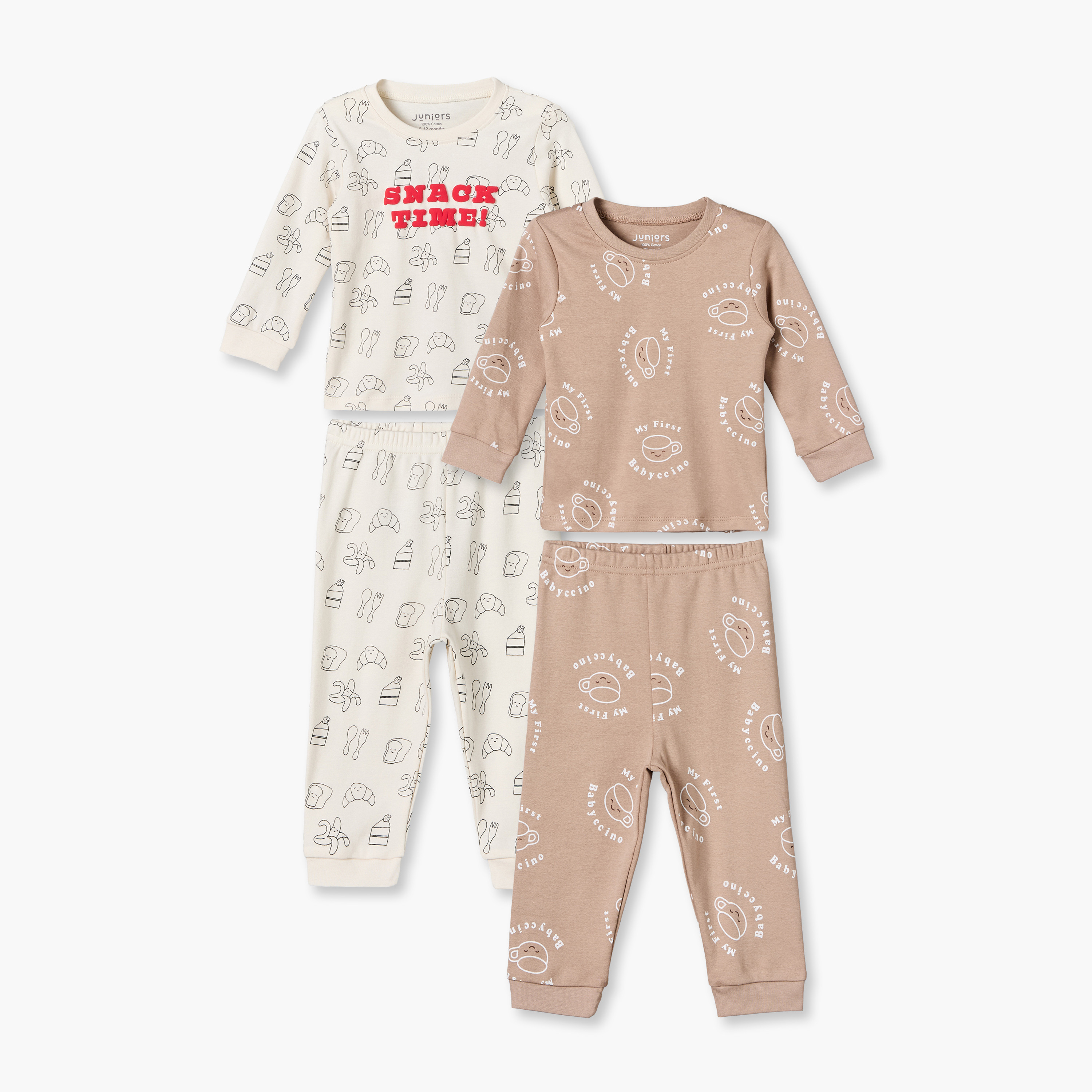 طقم من 2 بيجاما قطن بياقة مستديرة وأكمام طويلة وطبعات من جونيورز-baby-boys-clothing-nightwear-pyjamasets-image-1