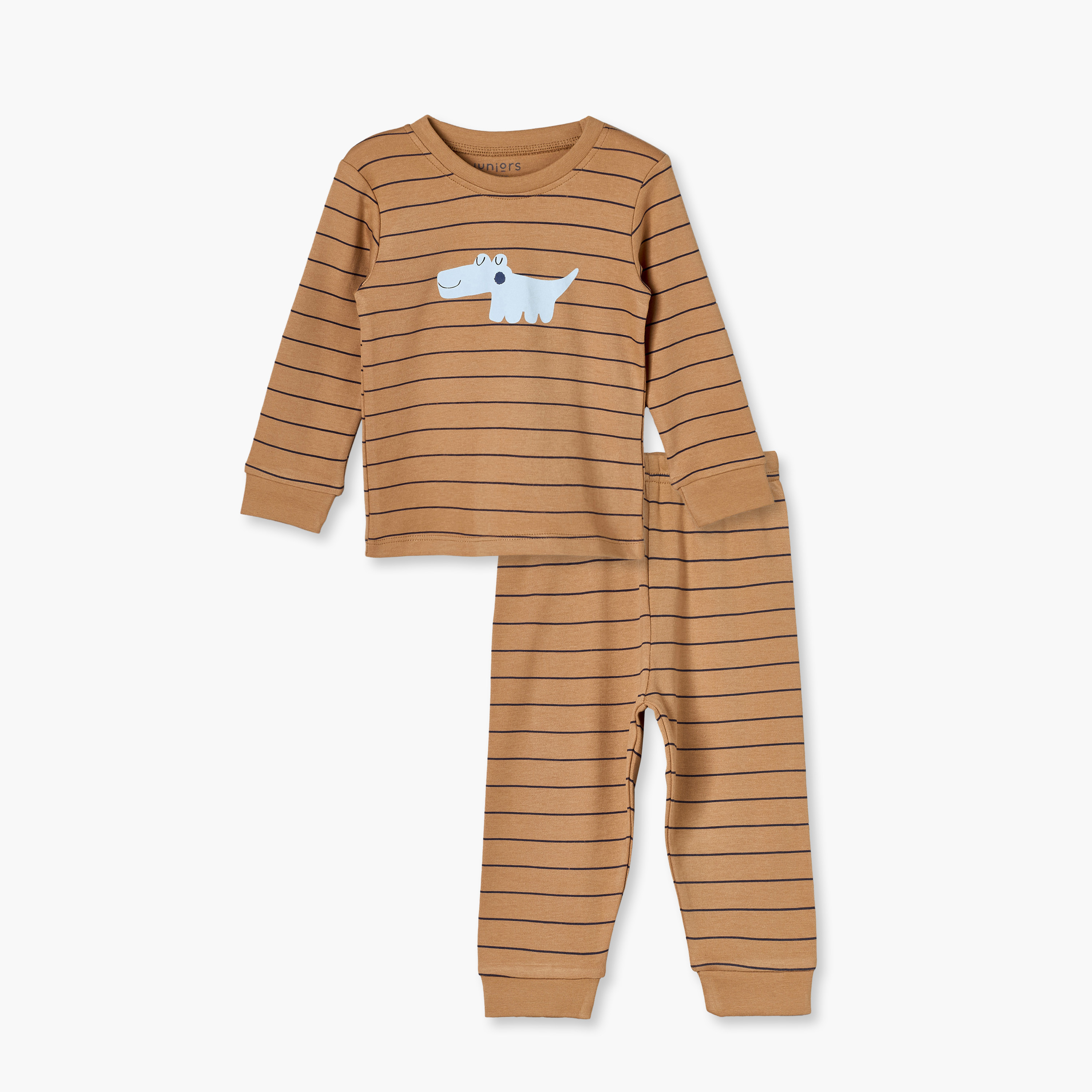 طقم بيجاما قطن بياقة ضيقة وأكمام طويلة وطبعات تمساح من جونيورز-baby-boys-clothing-nightwear-pyjamasets-image-2