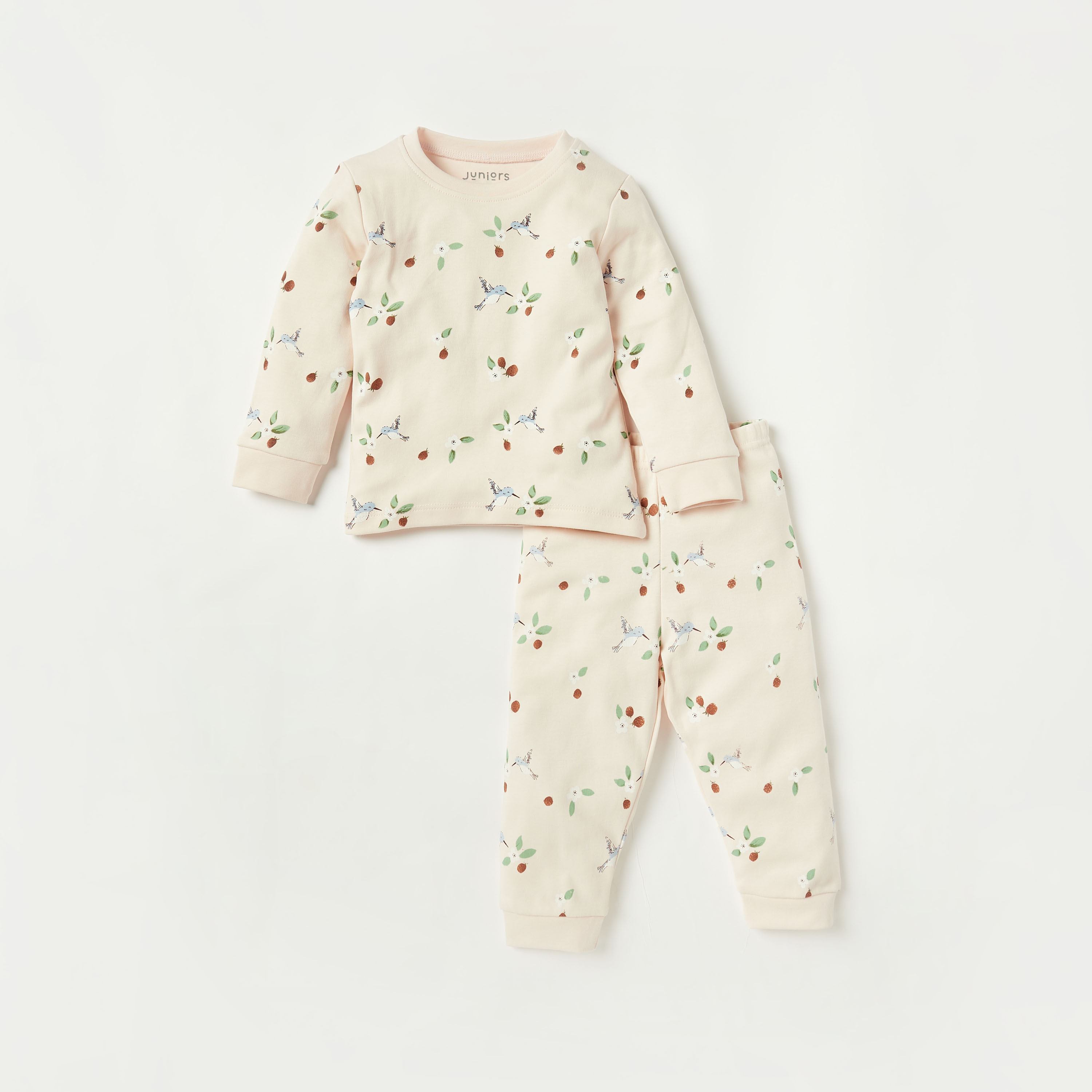 Juniors Printed Long Sleeves T-shirts and Pyjamas - Set of 3-baby-girls-clothing-nightwear-pyjamasets-image-2