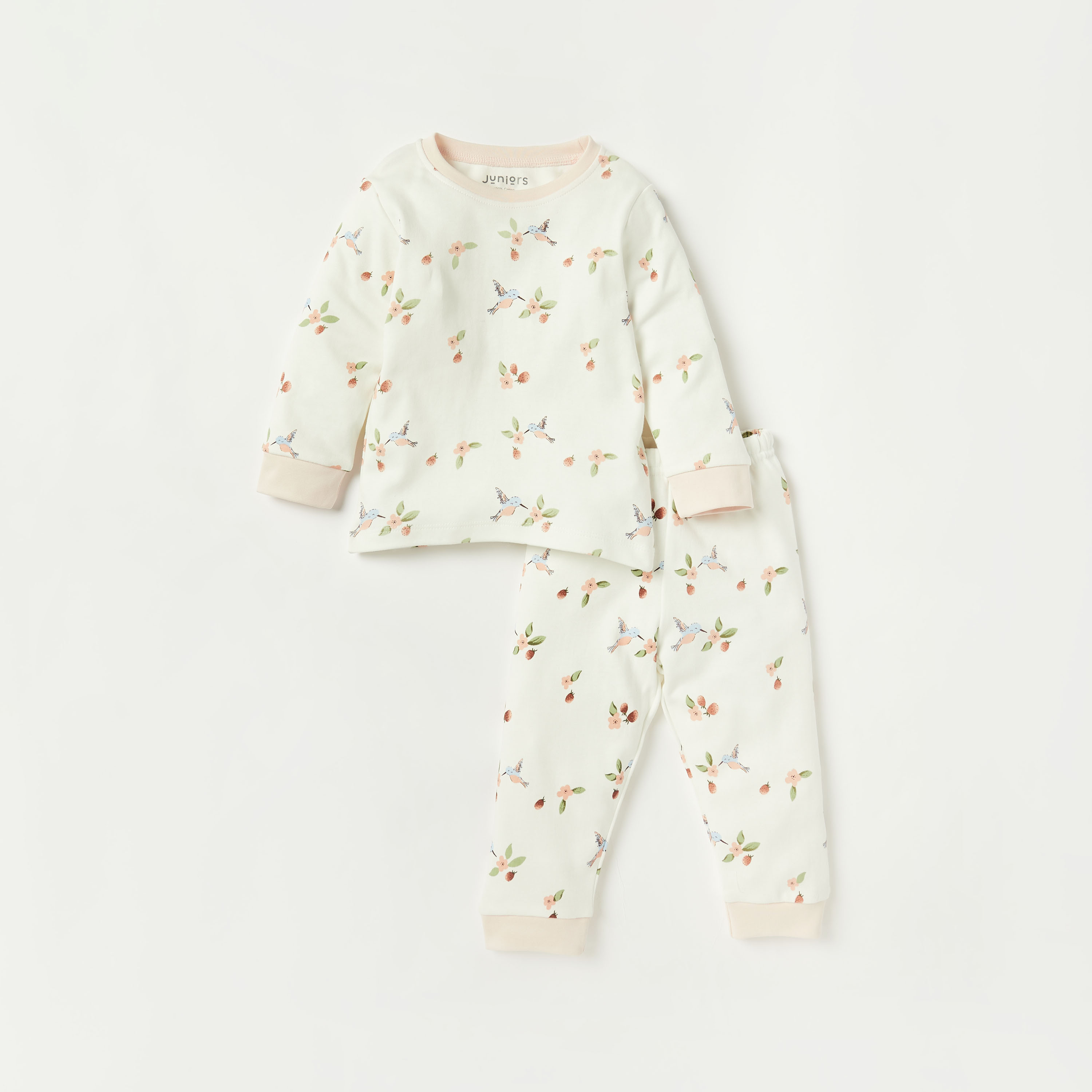 Juniors Printed Long Sleeves T-shirts and Pyjamas - Set of 3-baby-girls-clothing-nightwear-pyjamasets-image-3