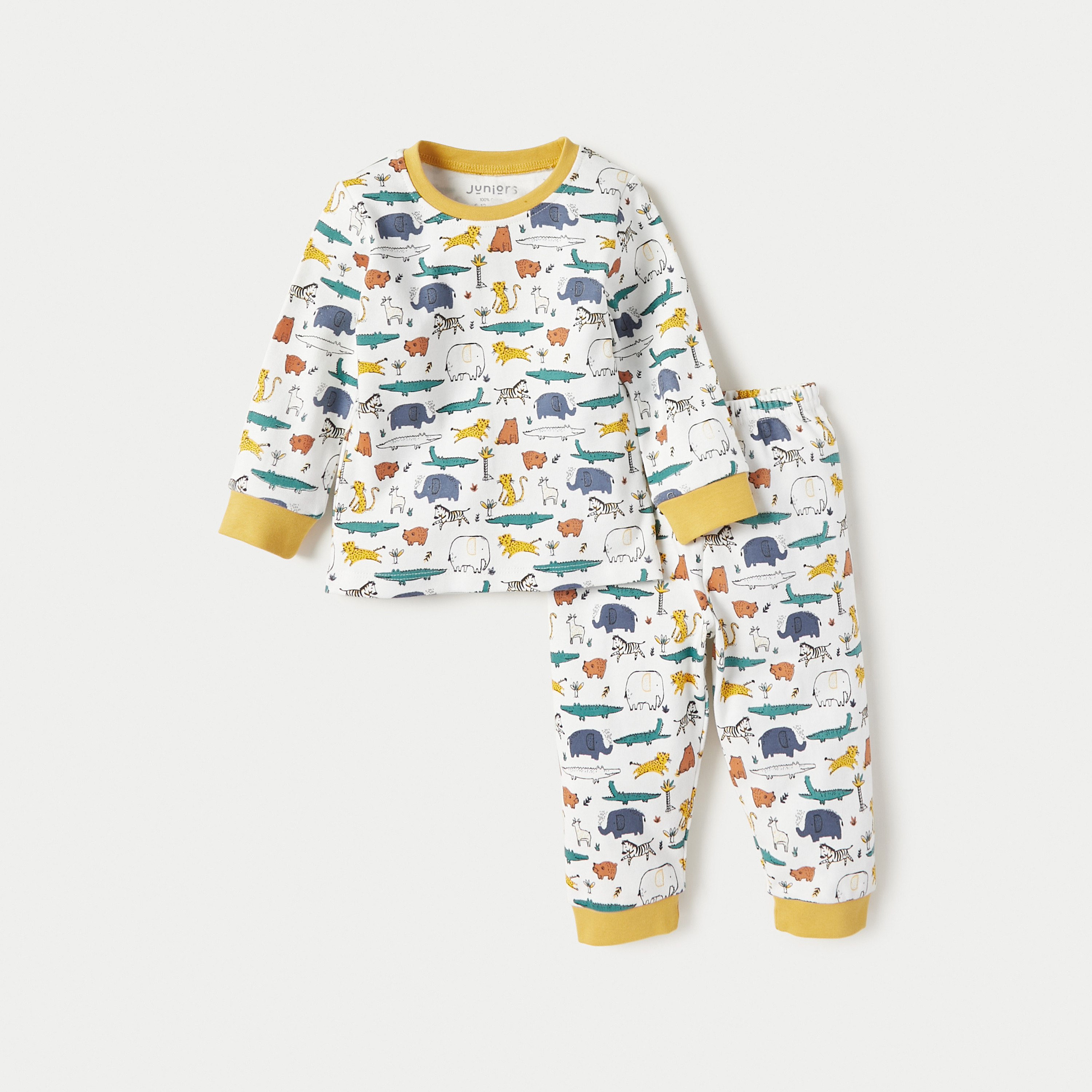 بنطلون بيجاما وتيشيرت بطبعات من جونيورز - طقم من 3 قطع-baby-boys-clothing-nightwear-pyjamasets-image-3