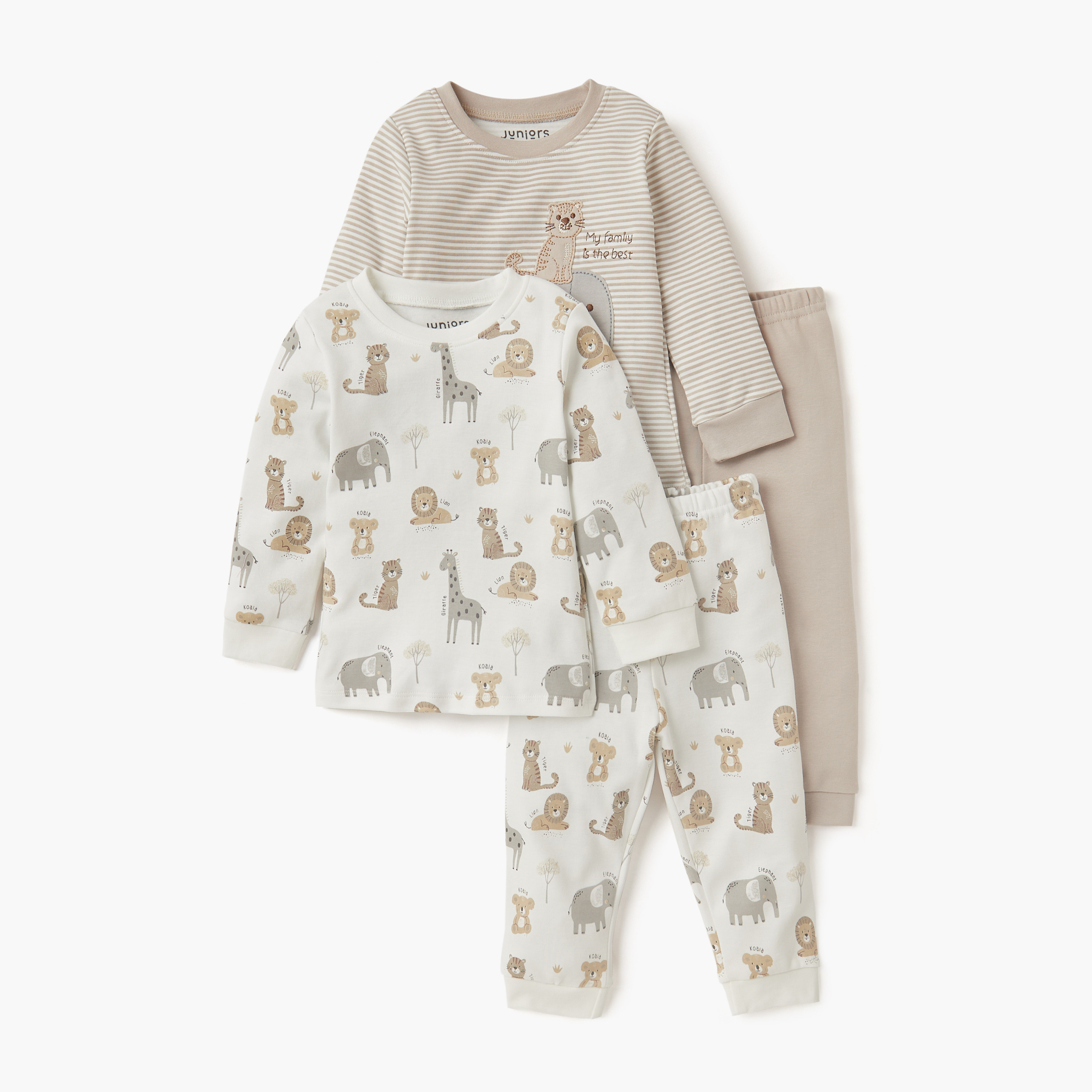 Juniors Printed Long Sleeve T-shirts and Pyjamas - Set of 2-baby-boys-clothing-nightwear-pyjamasets-image-1