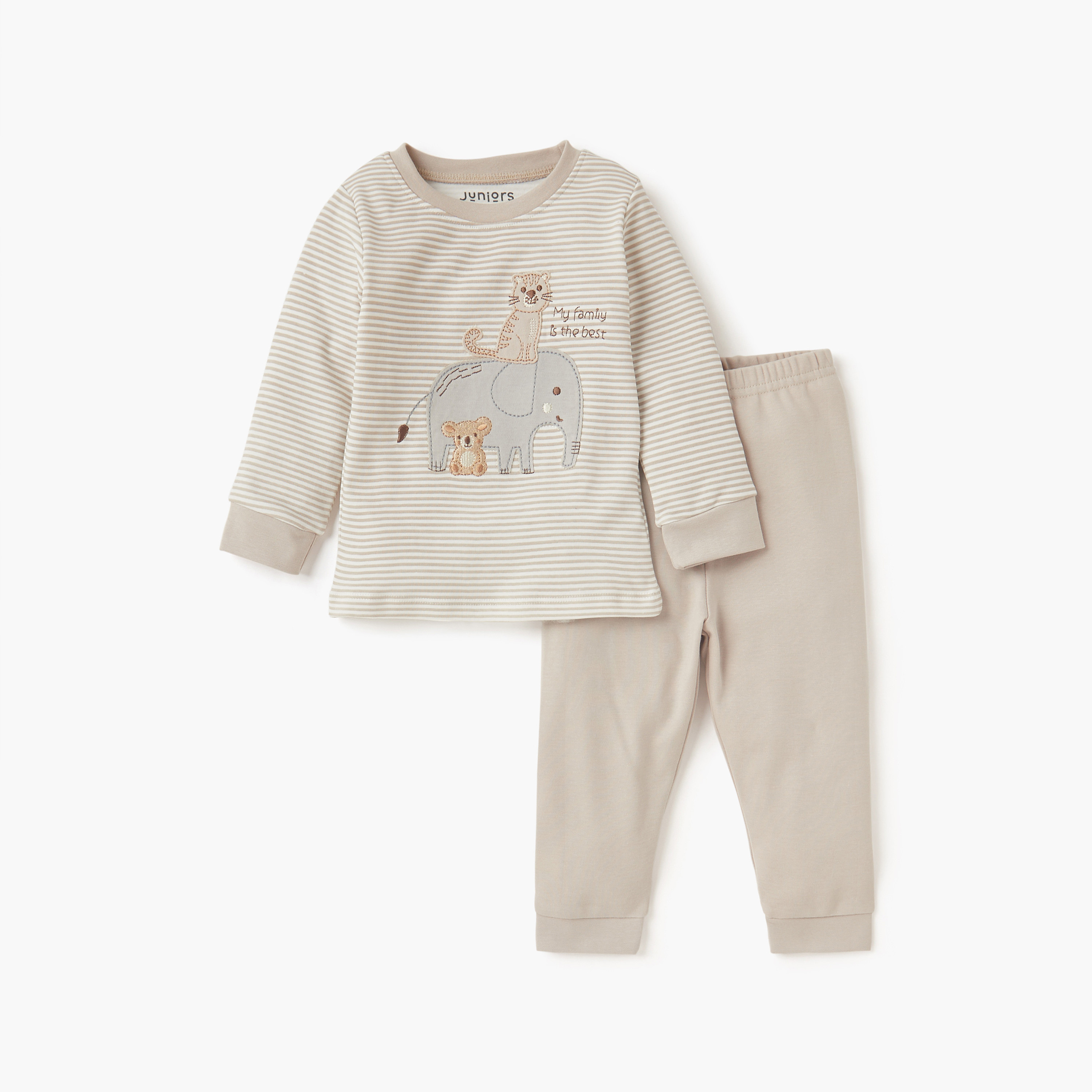 Juniors Printed Long Sleeve T-shirts and Pyjamas - Set of 2-baby-boys-clothing-nightwear-pyjamasets-image-2
