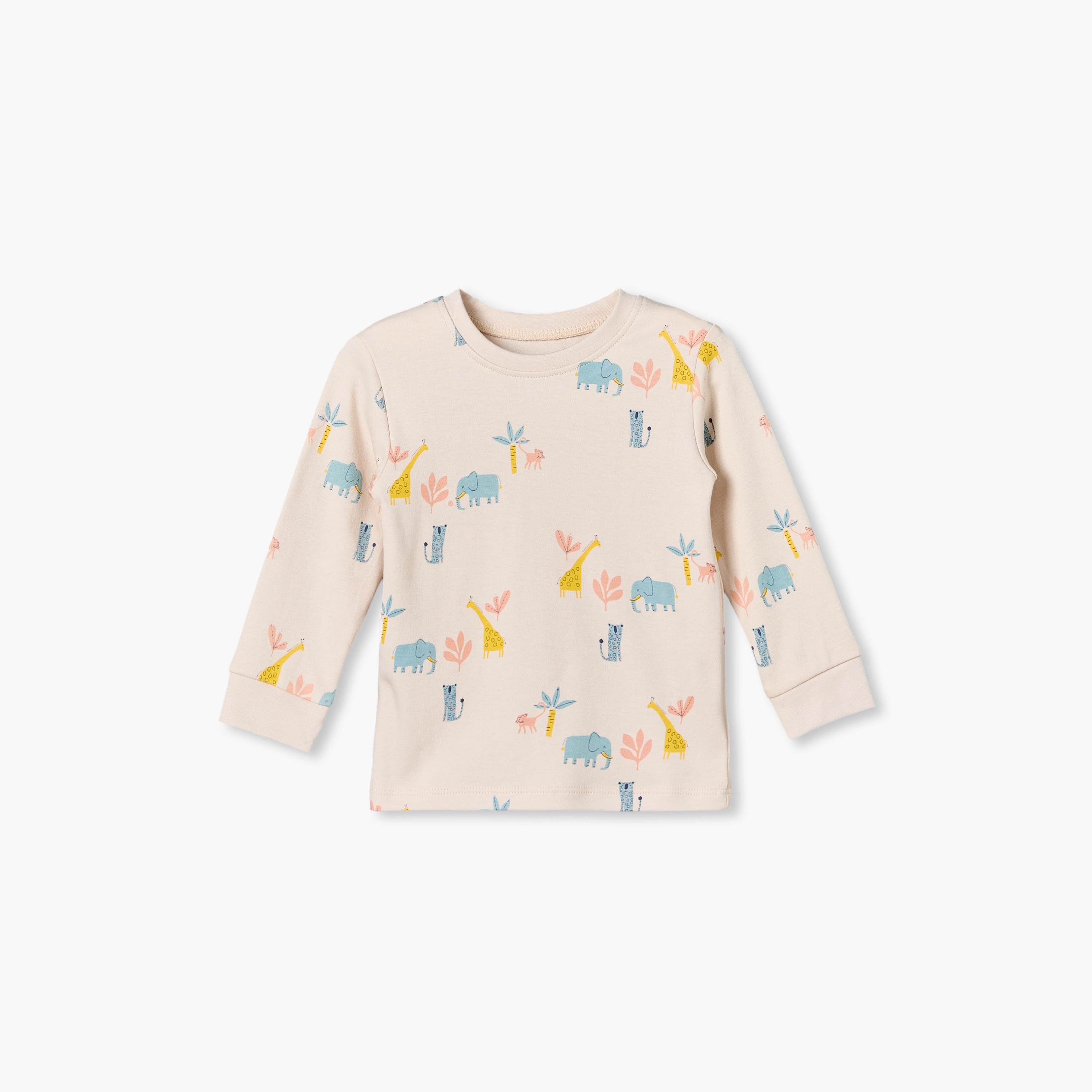 Pack of 2 Juniors Cotton Round Neck Long Sleeves Pyjama Set with Safari Print-baby-boys-clothing-nightwear-pyjamasets-image-4