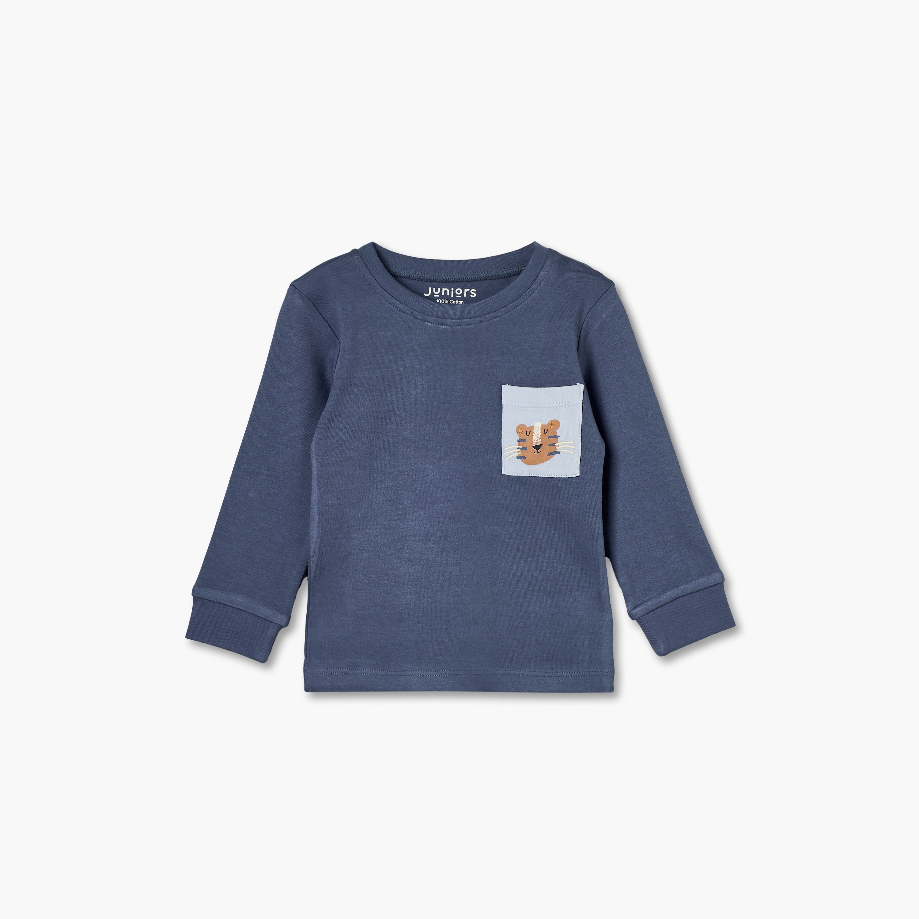 طقم بيجاما قطن بياقة ضيقة وأكمام طويلة وطبعات نمر من جونيورز-baby-boys-clothing-nightwear-pyjamasets-image-3