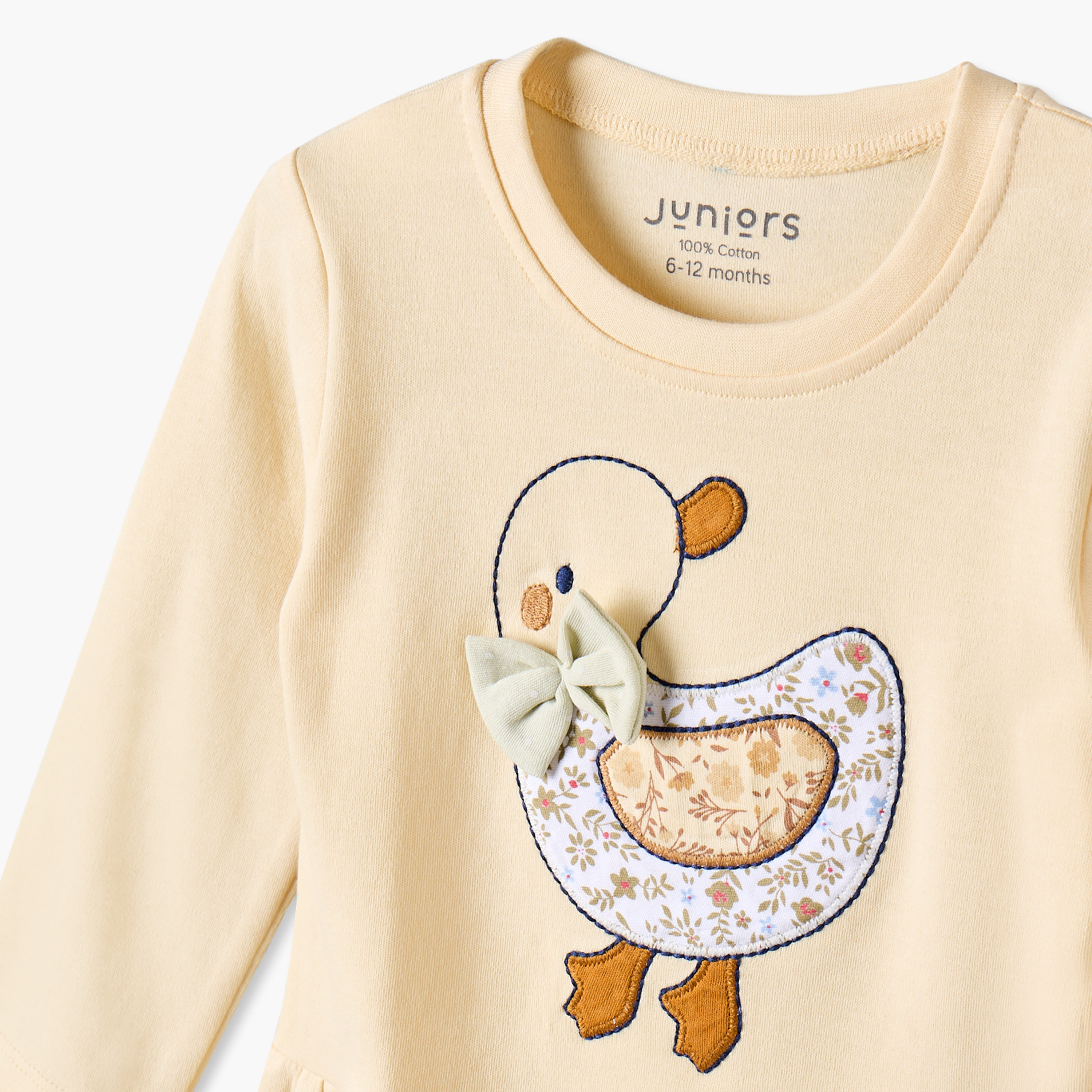 Pack of 3 Juniors Cotton Round Neck Long Sleeves Pyjama Set with Assorted Print-baby-girls-clothing-nightwear-pyjamasets-image-11