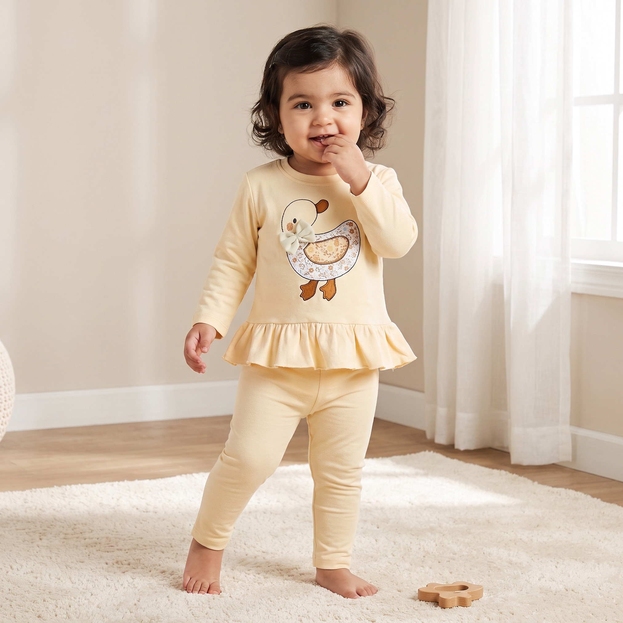 Pack of 3 Juniors Cotton Round Neck Long Sleeves Pyjama Set with Assorted Print-baby-girls-clothing-nightwear-pyjamasets-image-2