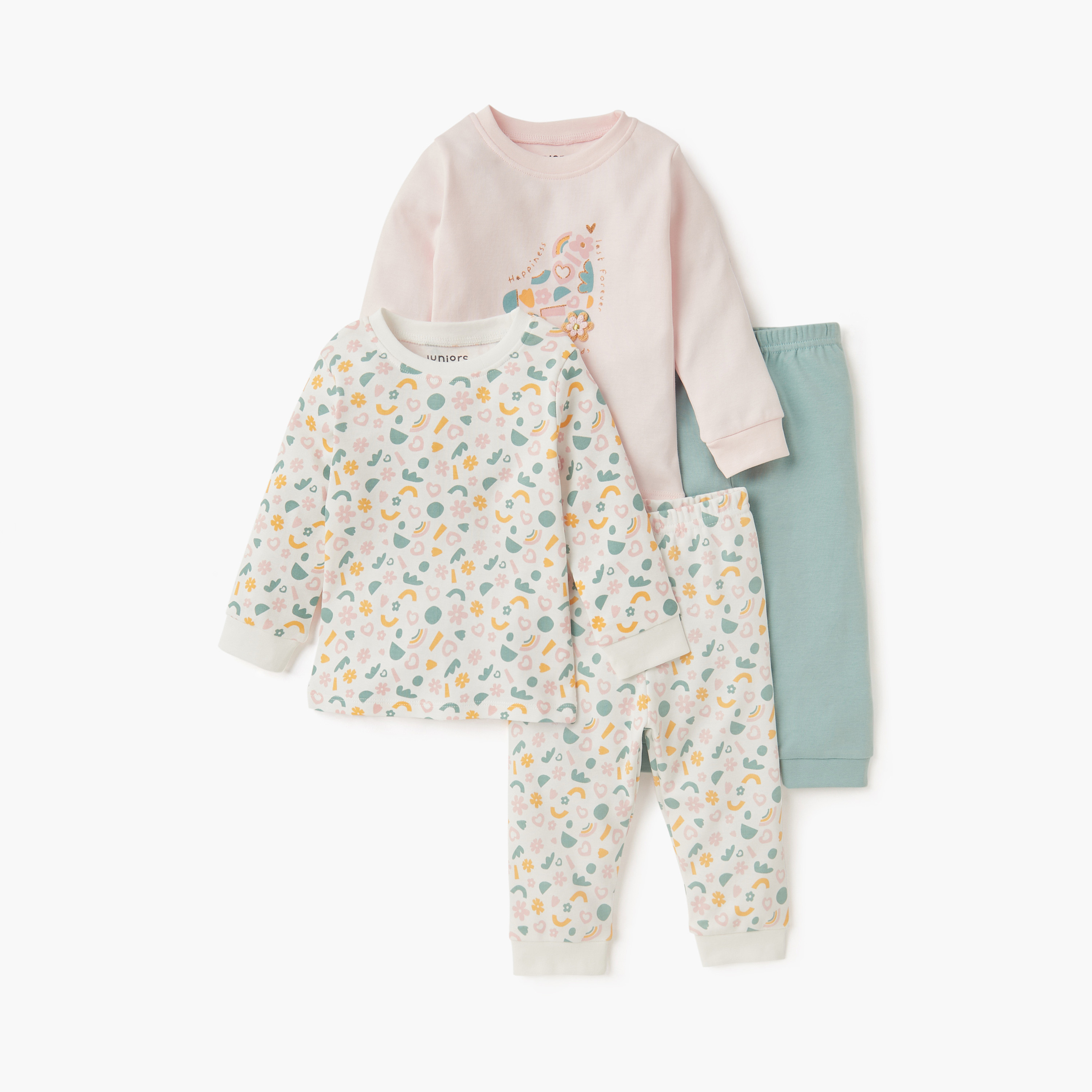 Juniors Printed Long Sleeve T-shirts and Pyjamas - Set of 2-baby-girls-clothing-nightwear-pyjamasets-image-1
