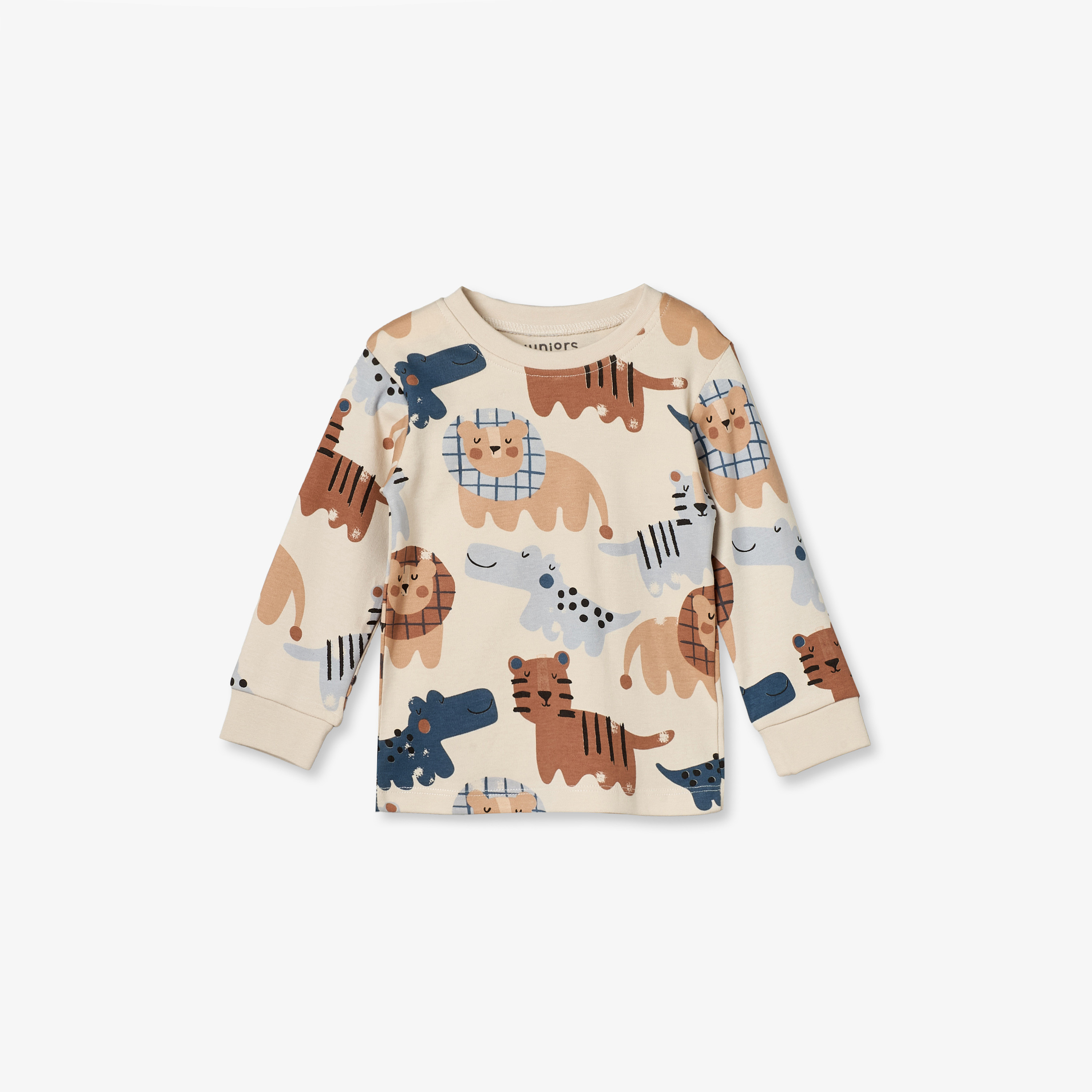 طقم بيجاما قطن بطبعات سفاري وياقة ضيقة وأكمام طويلة من جونيورز-baby-boys-clothing-nightwear-pyjamasets-image-3