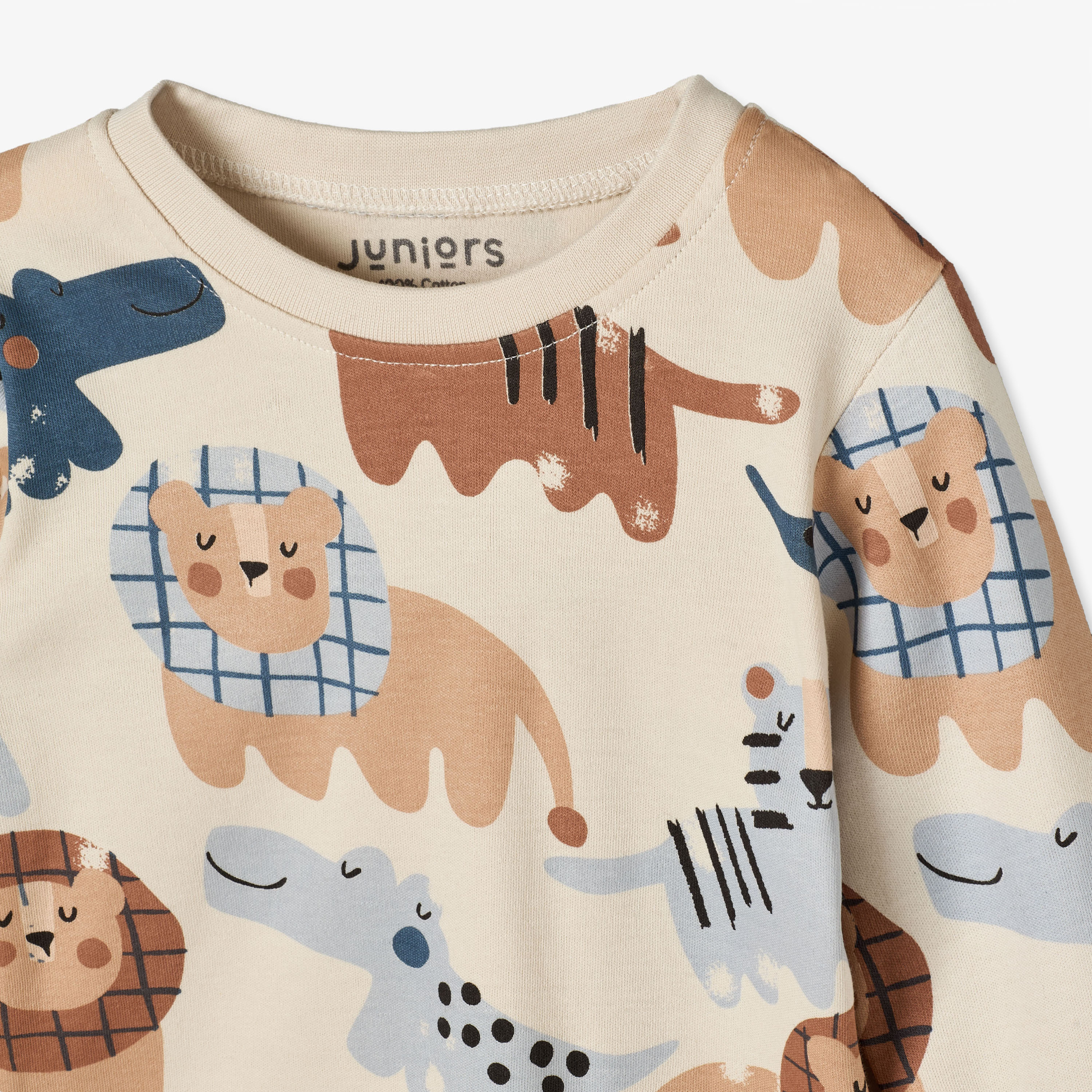 طقم بيجاما قطن بطبعات سفاري وياقة ضيقة وأكمام طويلة من جونيورز-baby-boys-clothing-nightwear-pyjamasets-image-7