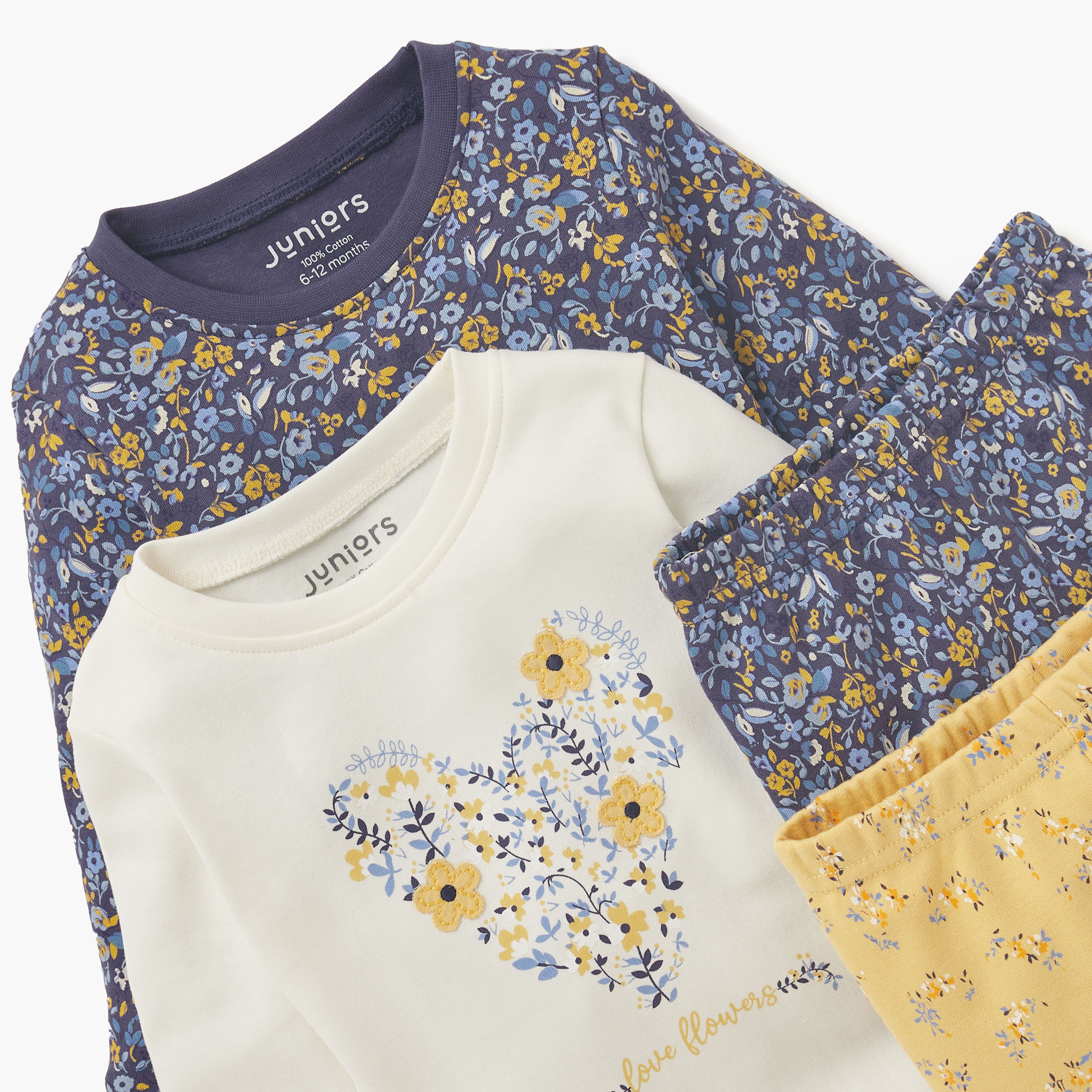 Juniors Floral Print Long Sleeve T-shirts and Pyjamas - Set of 2-baby-girls-clothing-nightwear-pyjamasets-image-4