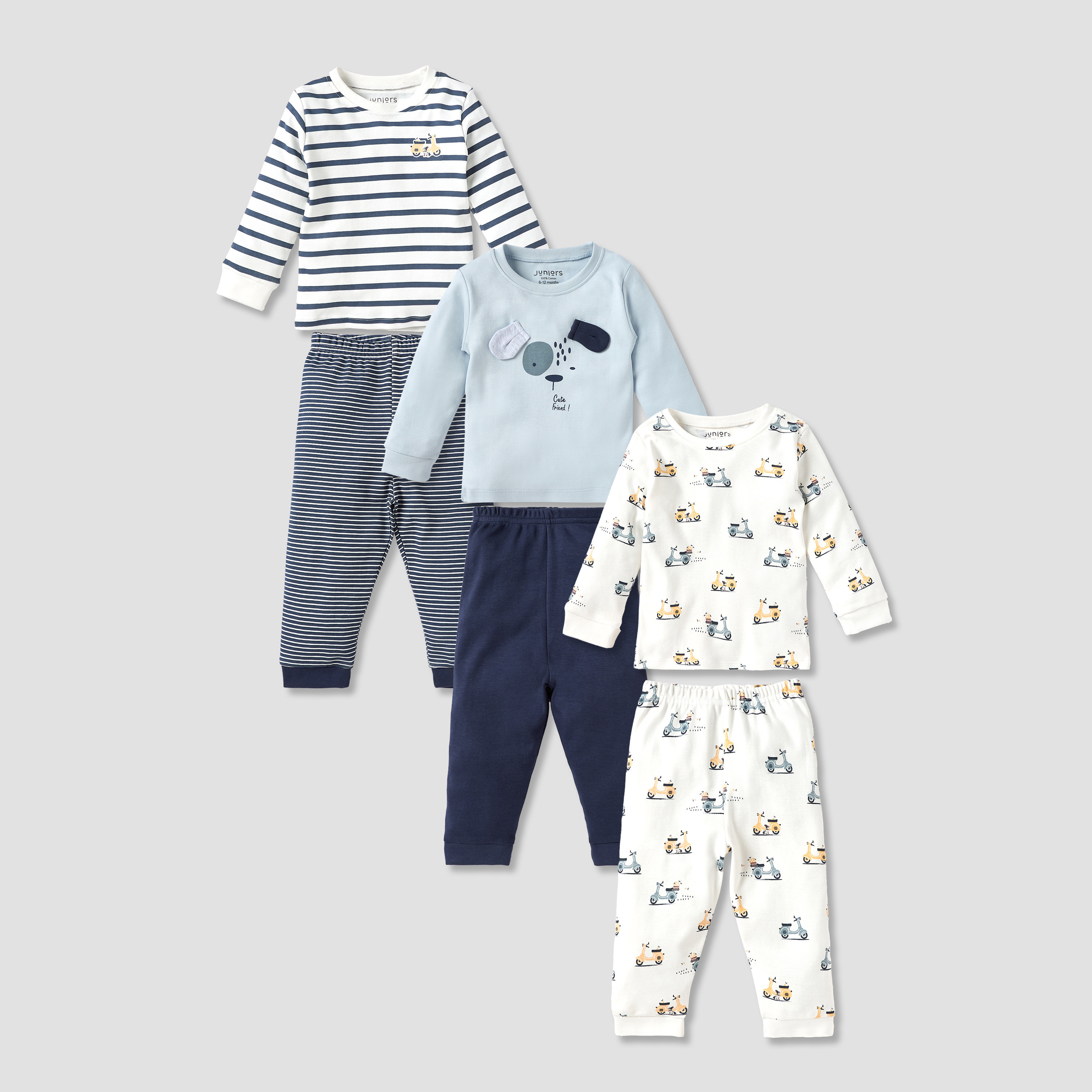 تيشيرتات بطبعات مع بنطلونات بيجاما من جونيورز - مجموعة 3 أطقم-baby-boys-clothing-nightwear-pyjamasets-image-1