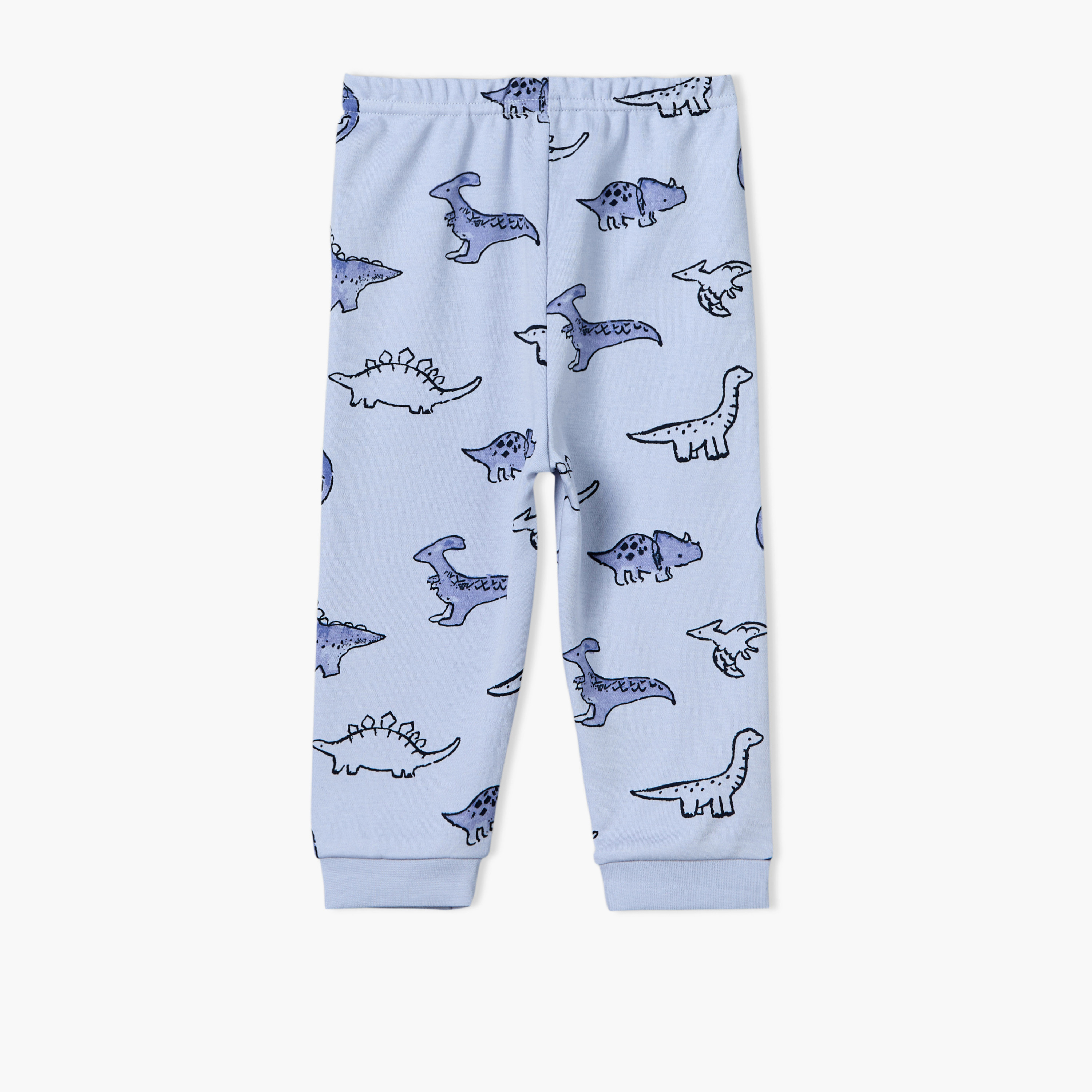 Pack of 3 Juniors Cotton Round Neck Long Sleeves Pyjama Set with Dinosaur Print-baby-boys-clothing-nightwear-pyjamasets-image-10