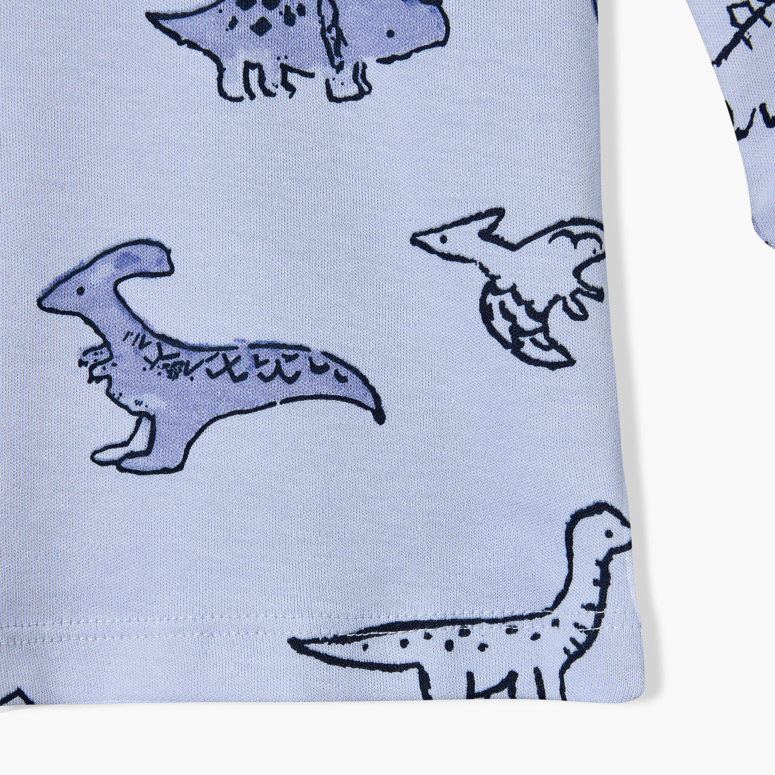 Pack of 3 Juniors Cotton Round Neck Long Sleeves Pyjama Set with Dinosaur Print-baby-boys-clothing-nightwear-pyjamasets-image-12