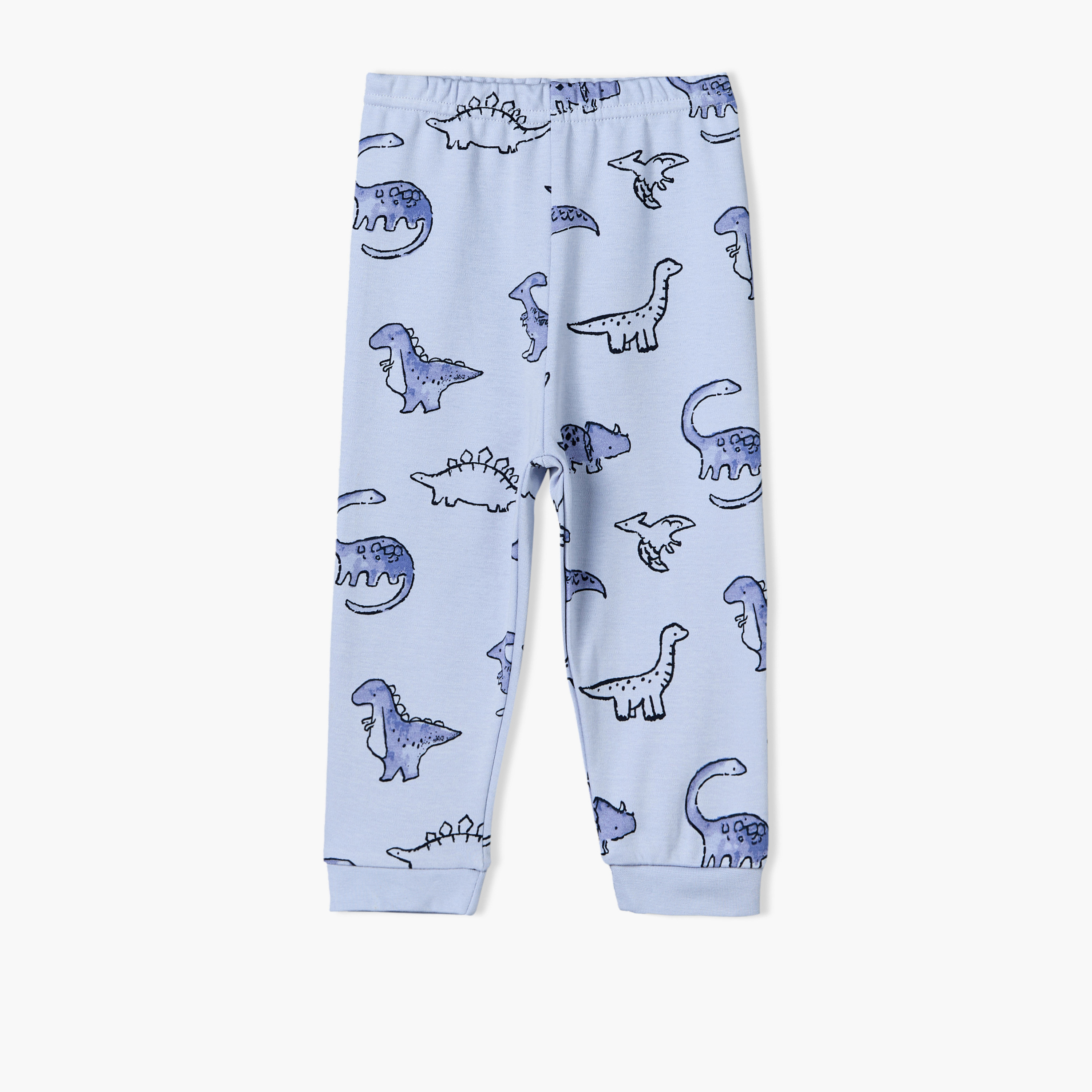 Pack of 3 Juniors Cotton Round Neck Long Sleeves Pyjama Set with Dinosaur Print-baby-boys-clothing-nightwear-pyjamasets-image-4