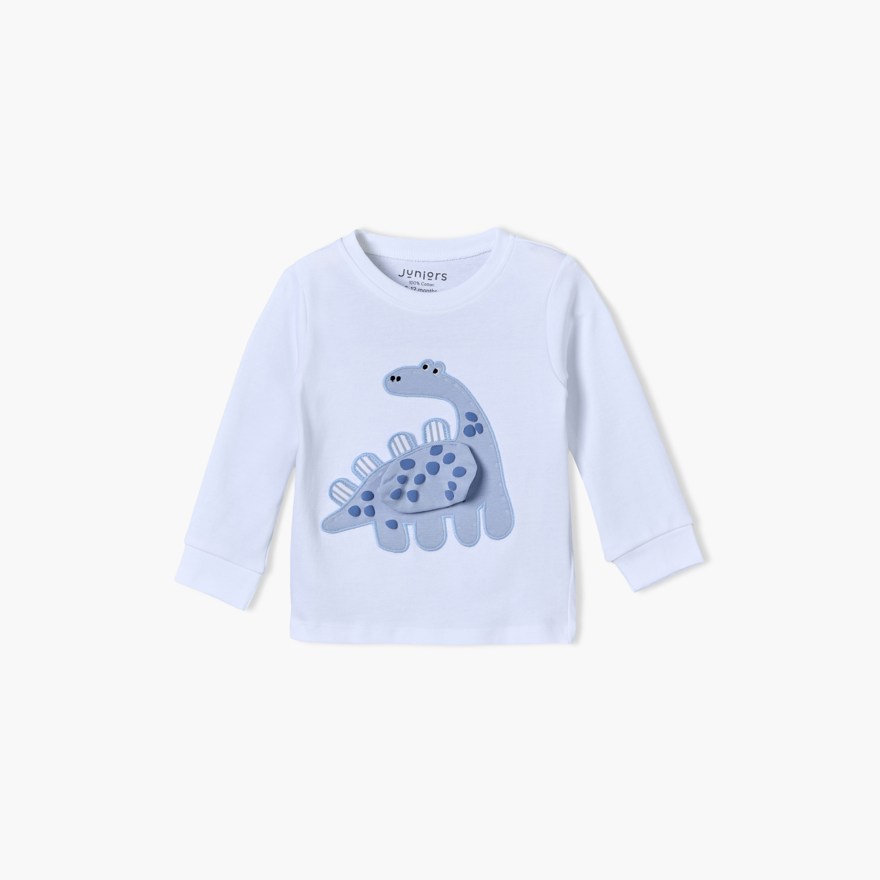 Pack of 3 Juniors Cotton Round Neck Long Sleeves Pyjama Set with Dinosaur Print-baby-boys-clothing-nightwear-pyjamasets-image-7